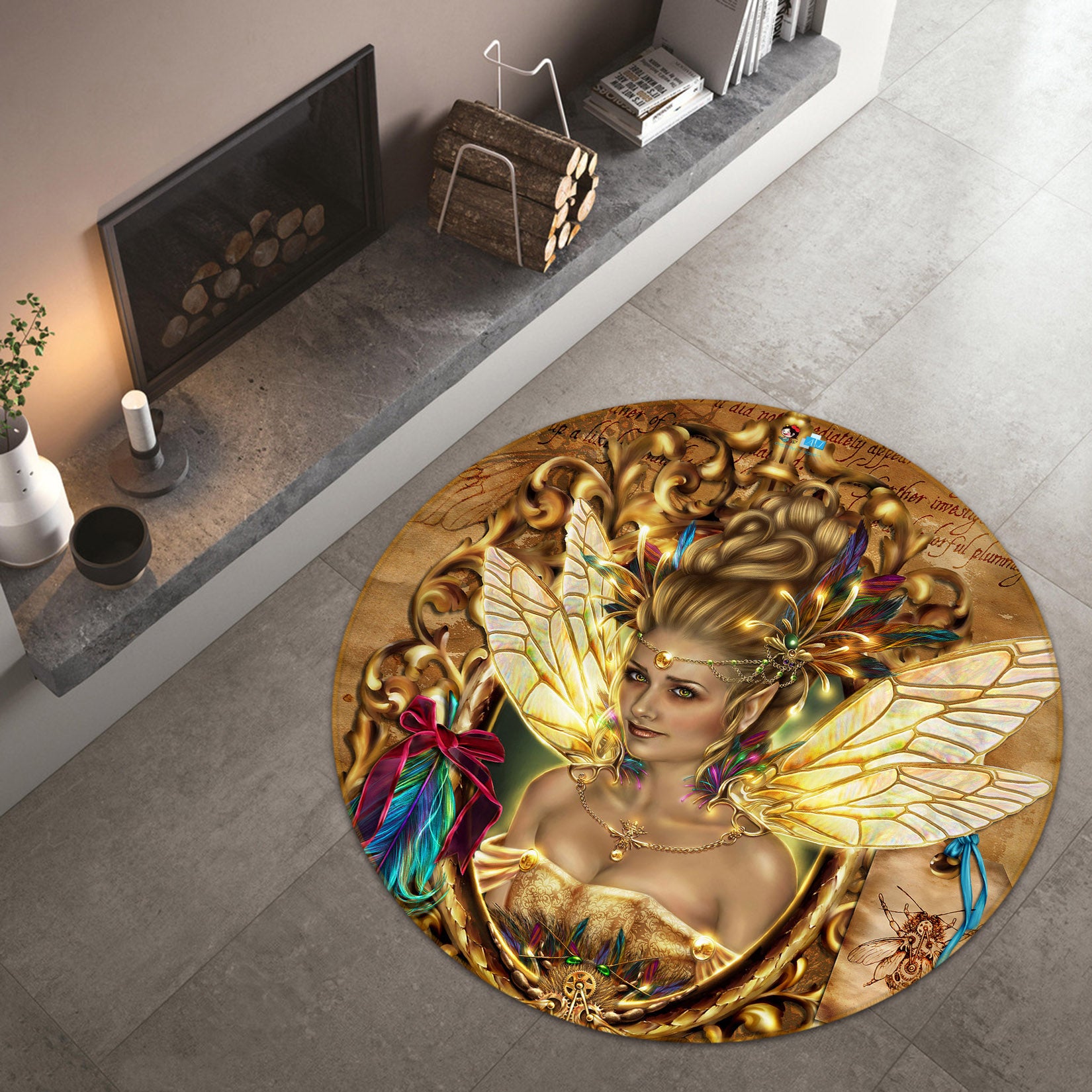 3D Golden Woman 8887 Brigid Ashwood Rug Round Non Slip Rug Mat