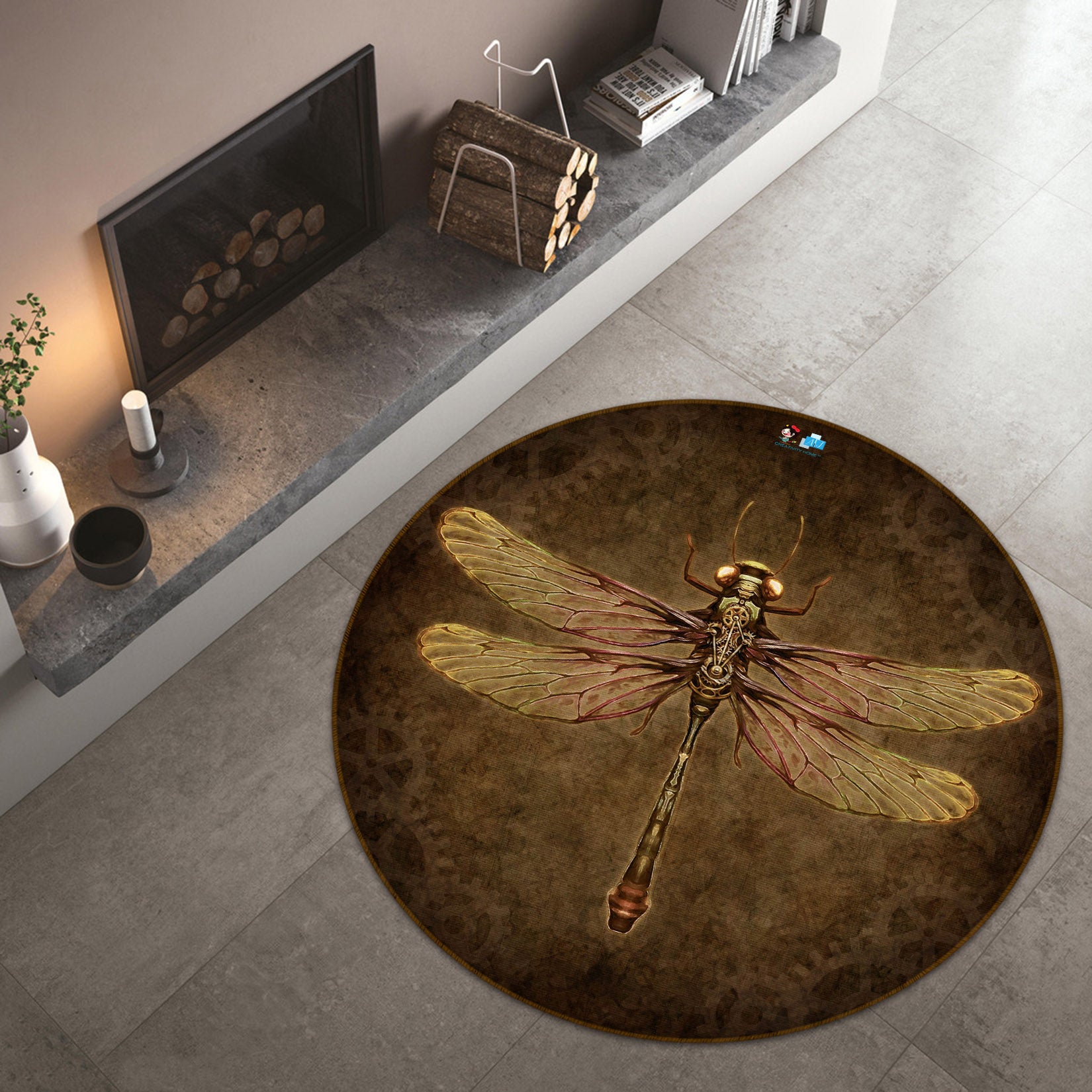 3D Insect Dragonfly 8873 Brigid Ashwood Rug Round Non Slip Rug Mat