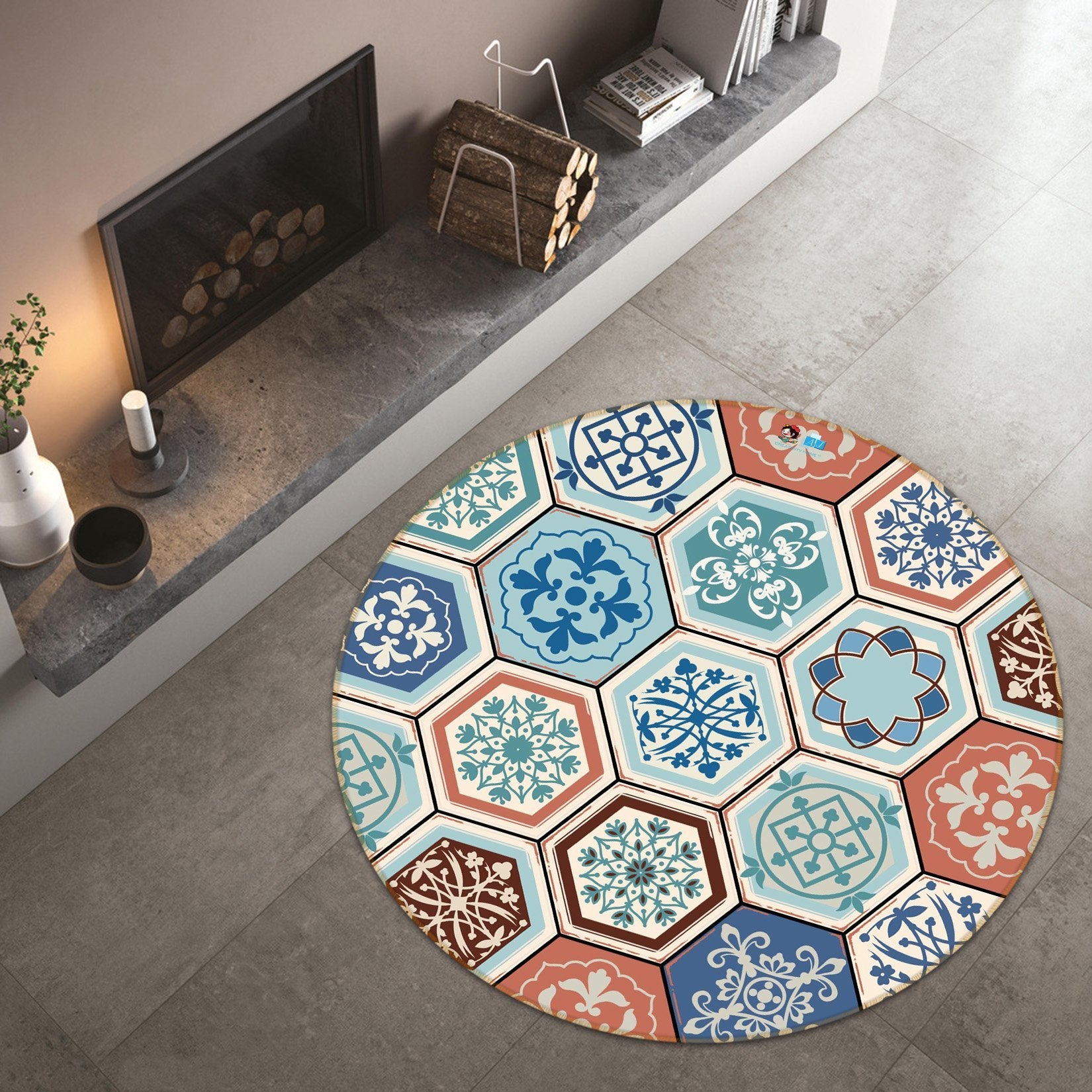 3D Hexagonal Pattern 283 Round Non Slip Rug Mat Mat AJ Creativity Home 