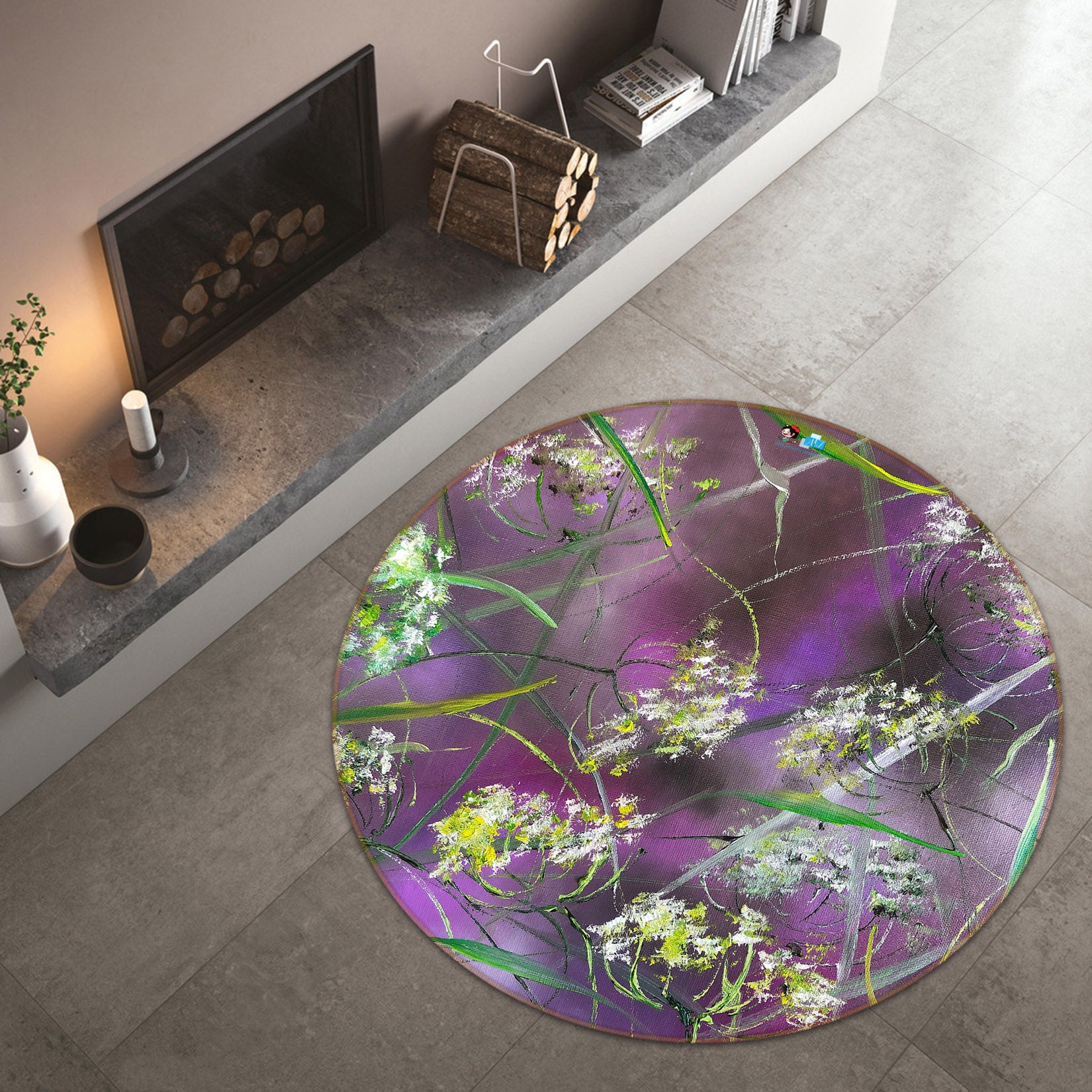 3D Painted Wildflowers 839 Skromova Marina Rug Round Non Slip Rug Mat