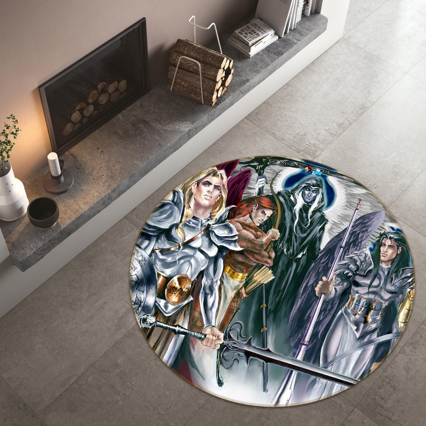 3D Angel Prince 8381 Ruth Thompson Rug Round Non Slip Rug Mat