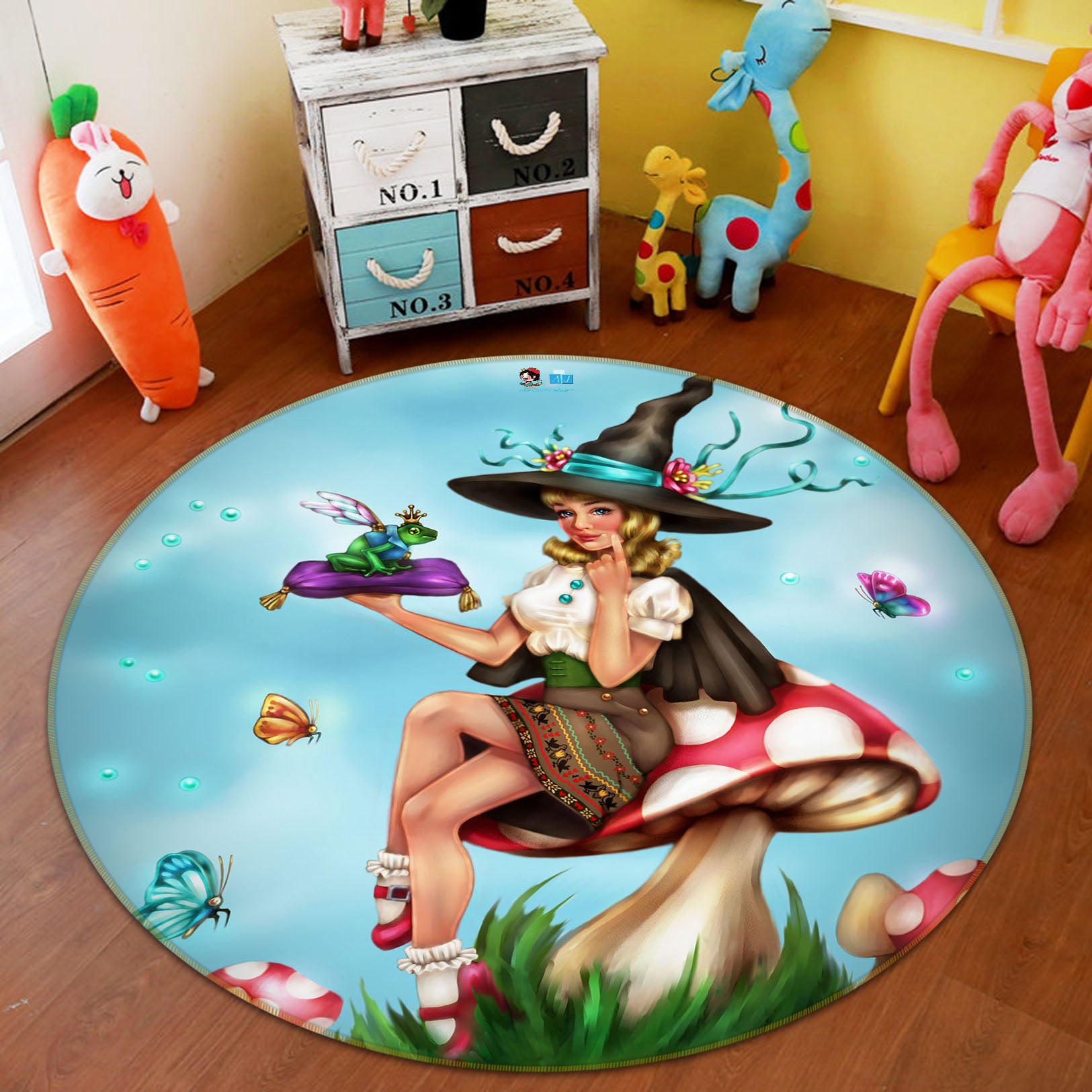 3D Mushroom Girl 8886 Brigid Ashwood Rug Round Non Slip Rug Mat