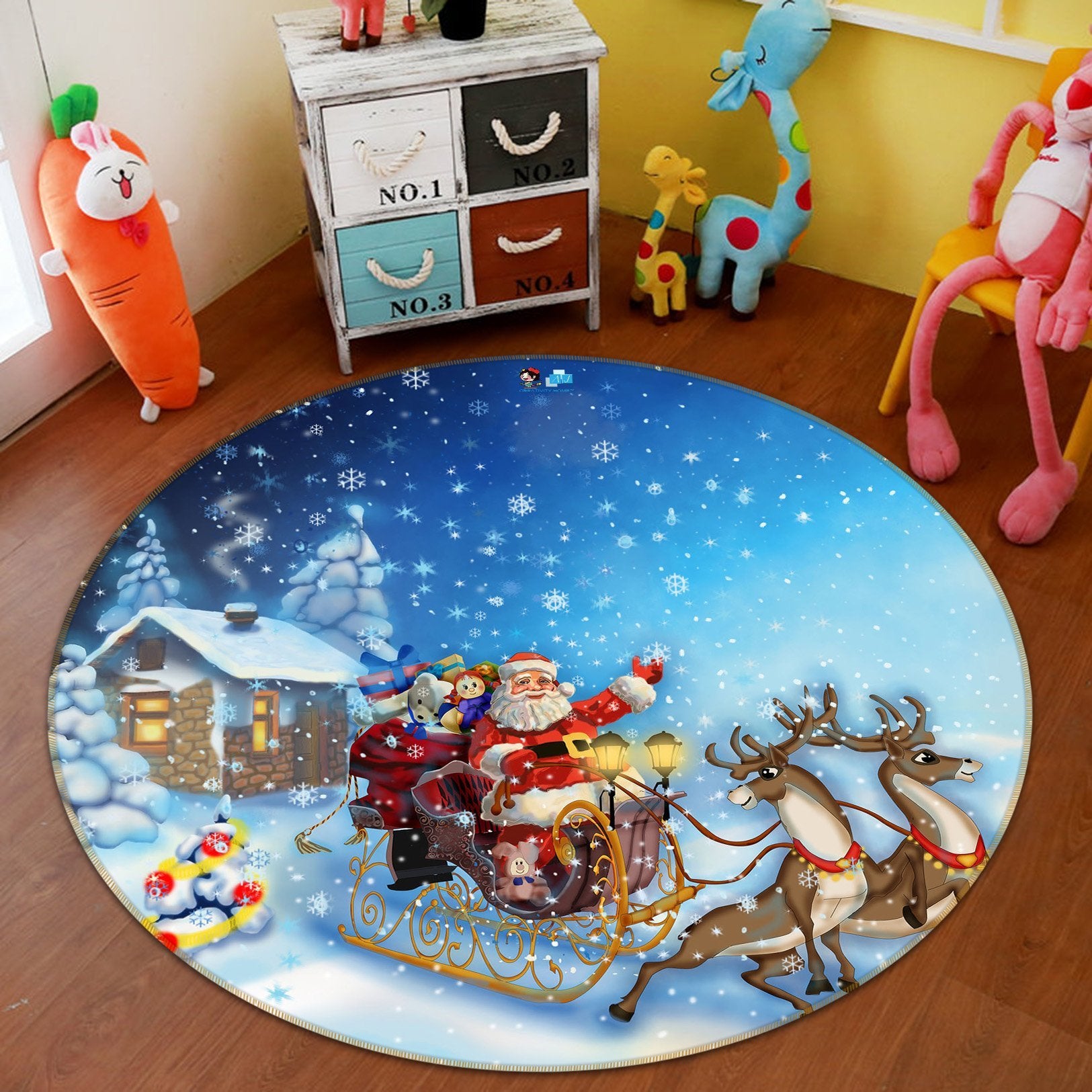 3D Sleigh Gift 362 Round Non Slip Rug Mat Mat AJ Creativity Home 