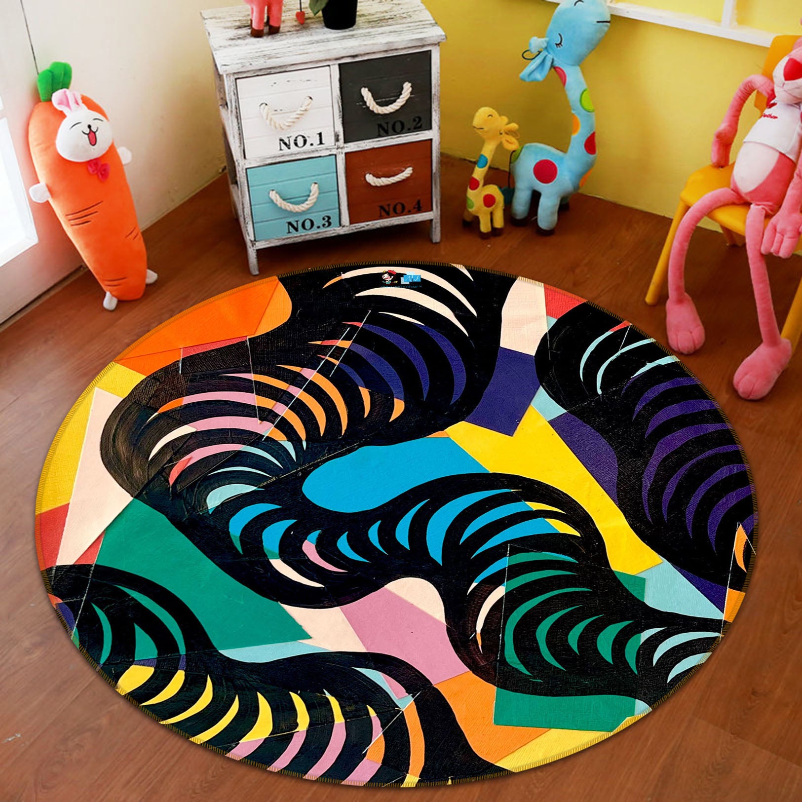 3D Color Graphics 8247 Jacqueline Reynoso Rug Round Non Slip Rug Mat