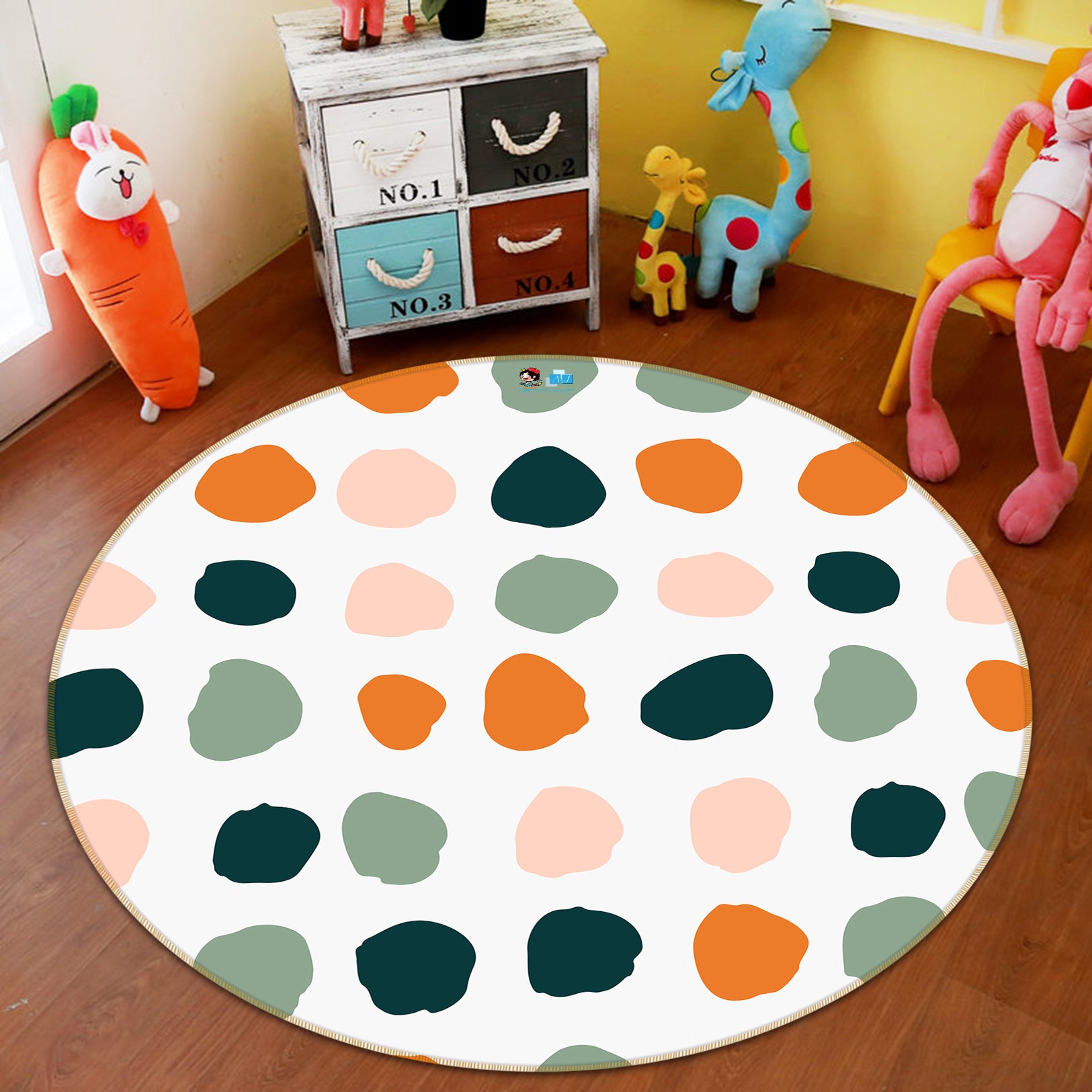 3D Colored Dots 10586 Kashmira Jayaprakash Rug Round Non Slip Rug Mat