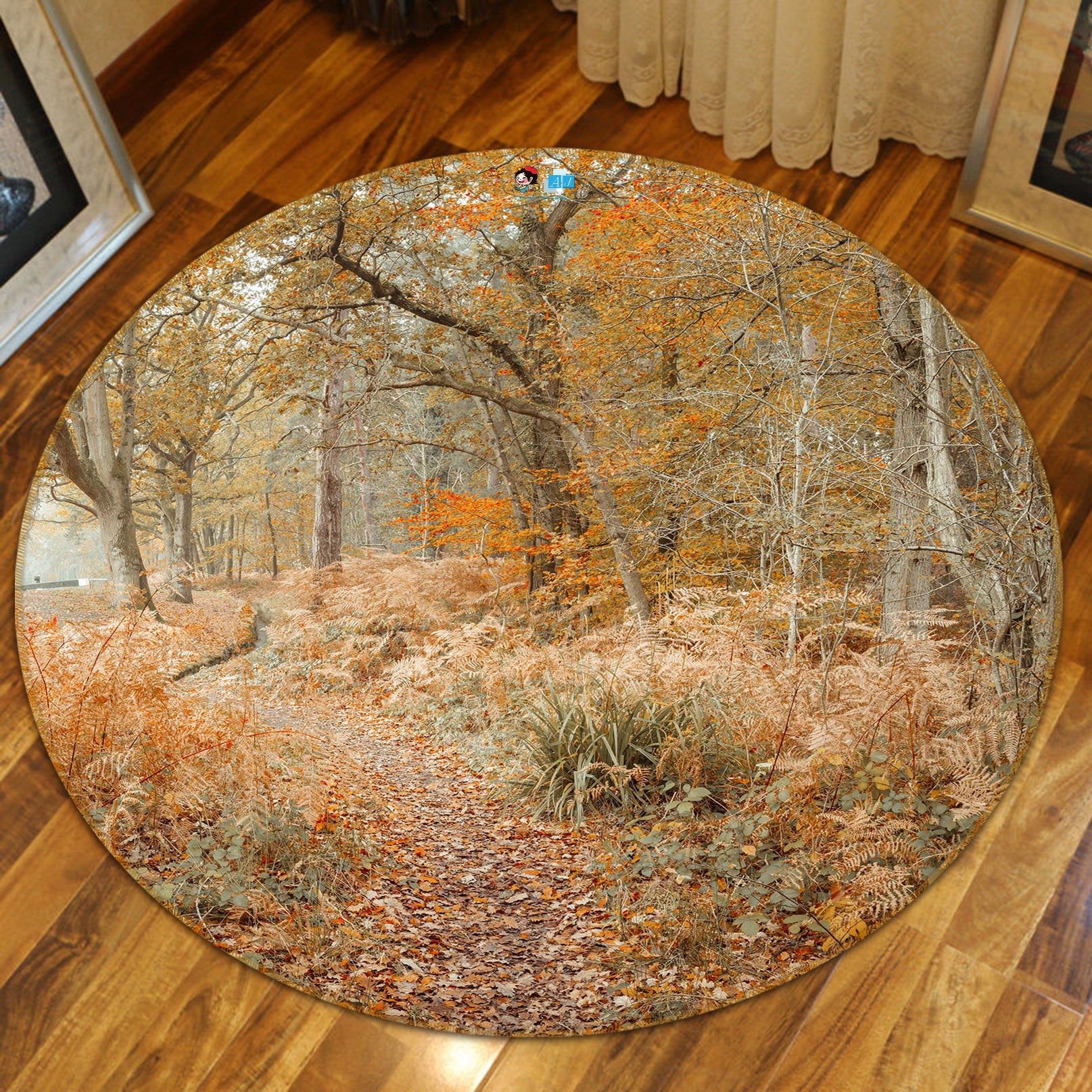 3D Fallen Leaves 7366 Assaf Frank Rug Round Non Slip Rug Mat