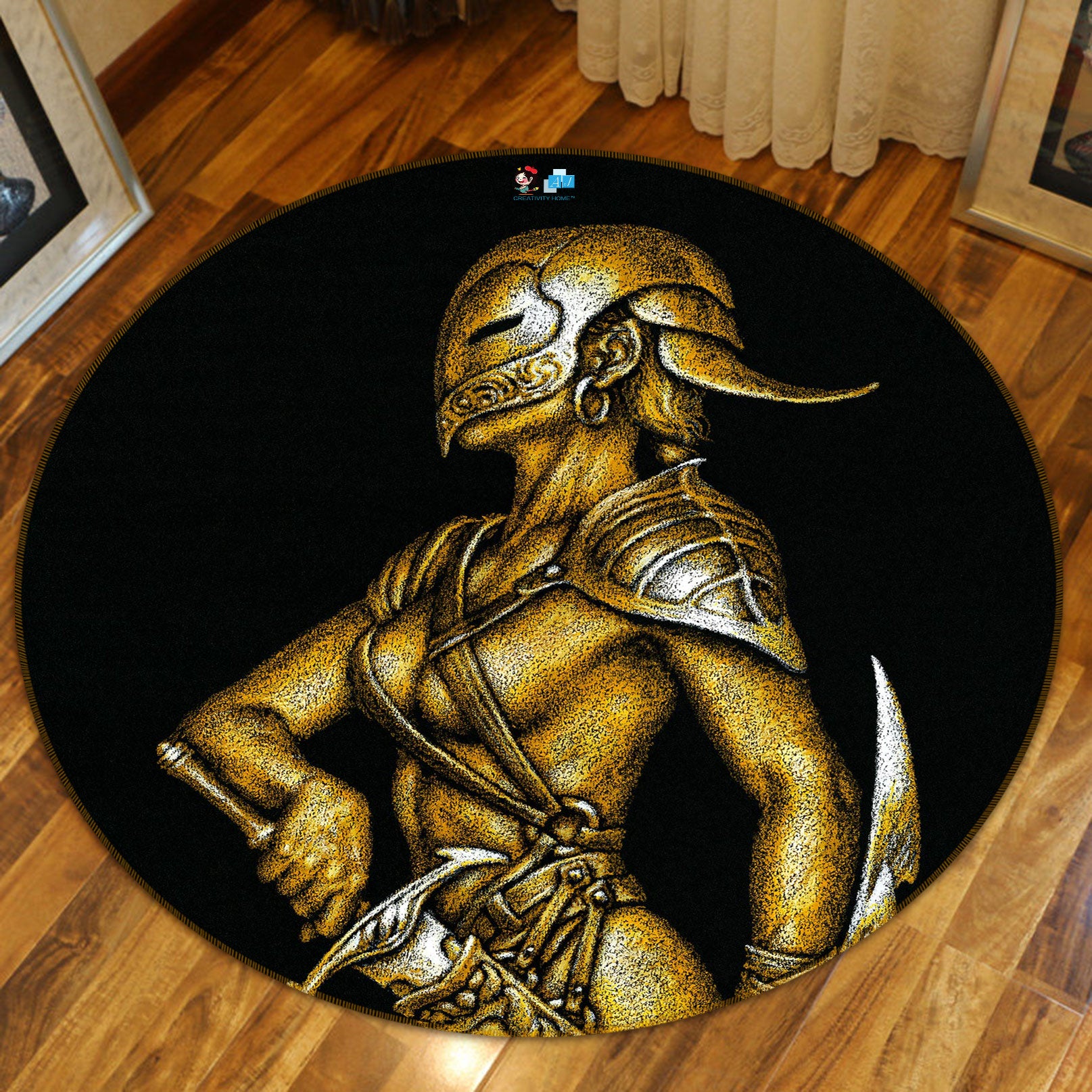 3D Mask Man 6109 Ciruelo Rug Round Non Slip Rug Mat