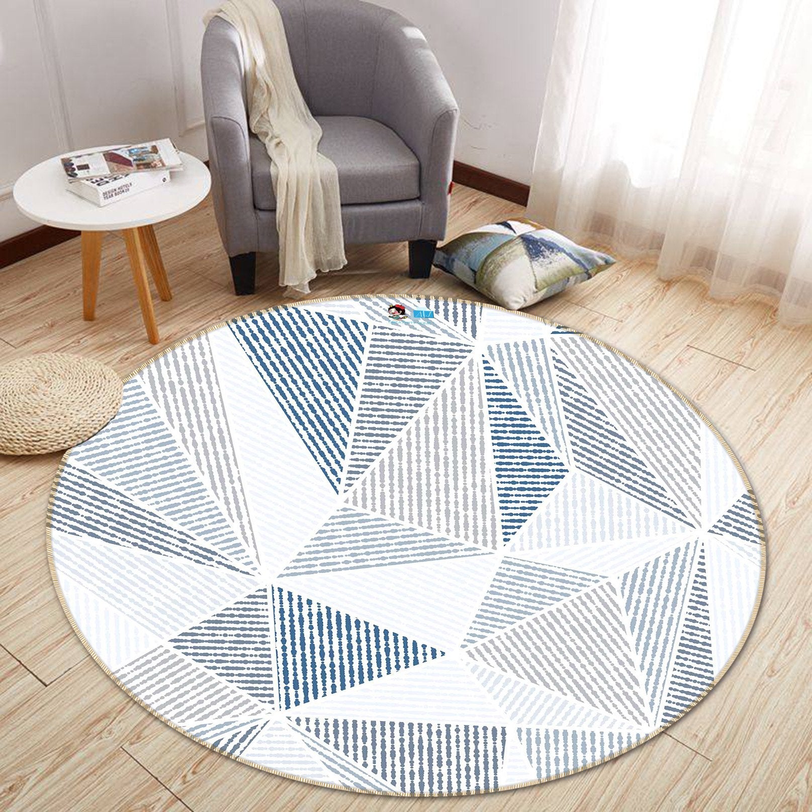 3D Triangle Line 265 Round Non Slip Rug Mat Mat AJ Creativity Home 