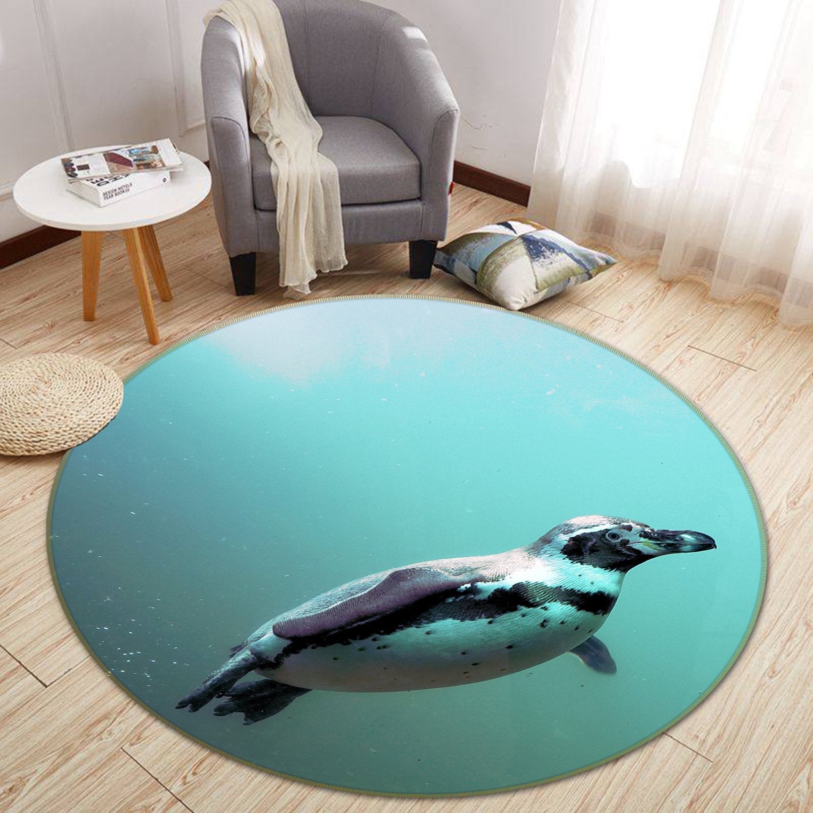 3D Dolphin 084 Animal Round Non Slip Rug Mat Mat AJ Creativity Home 