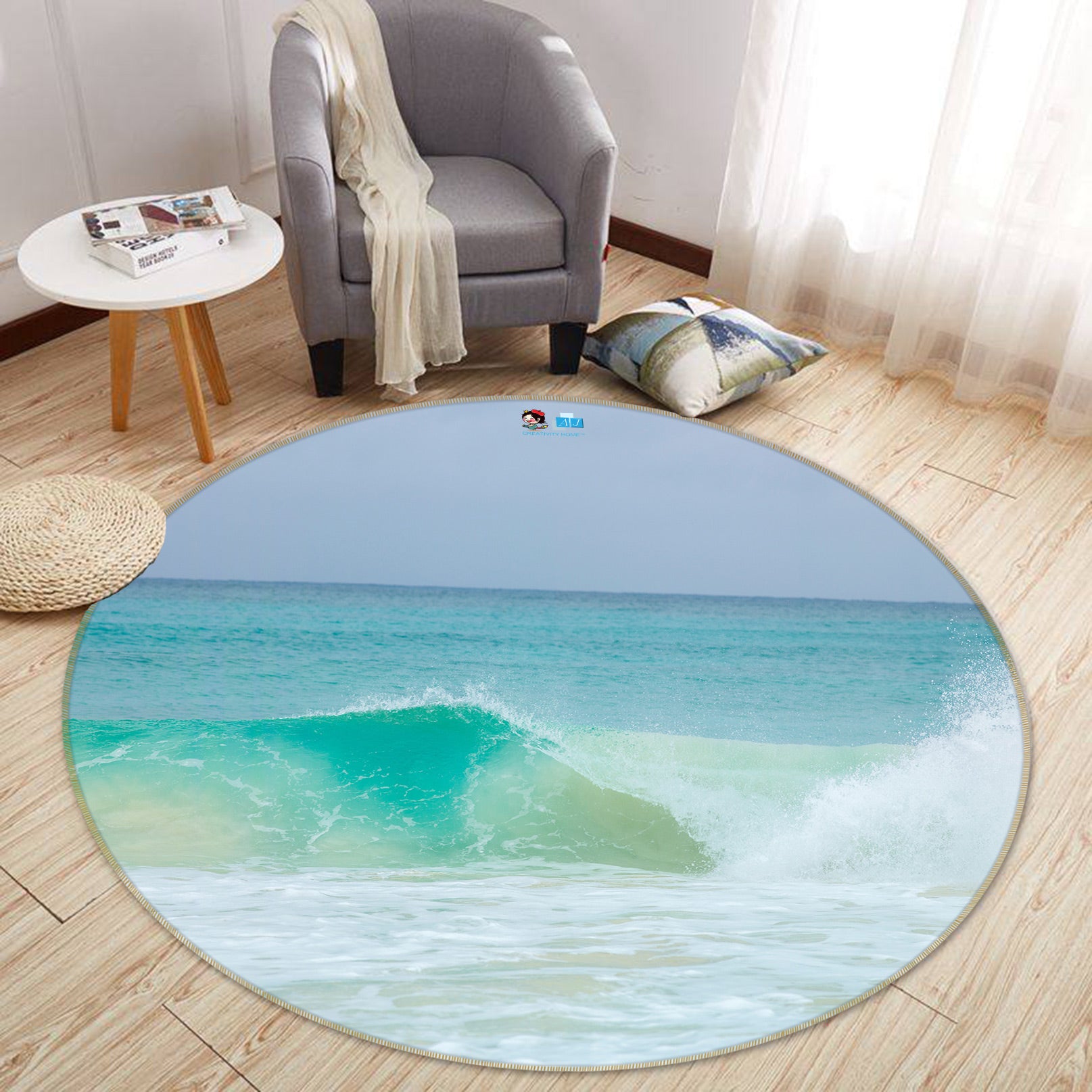 3D Ocean Spray 7532 Assaf Frank Rug Round Non Slip Rug Mat