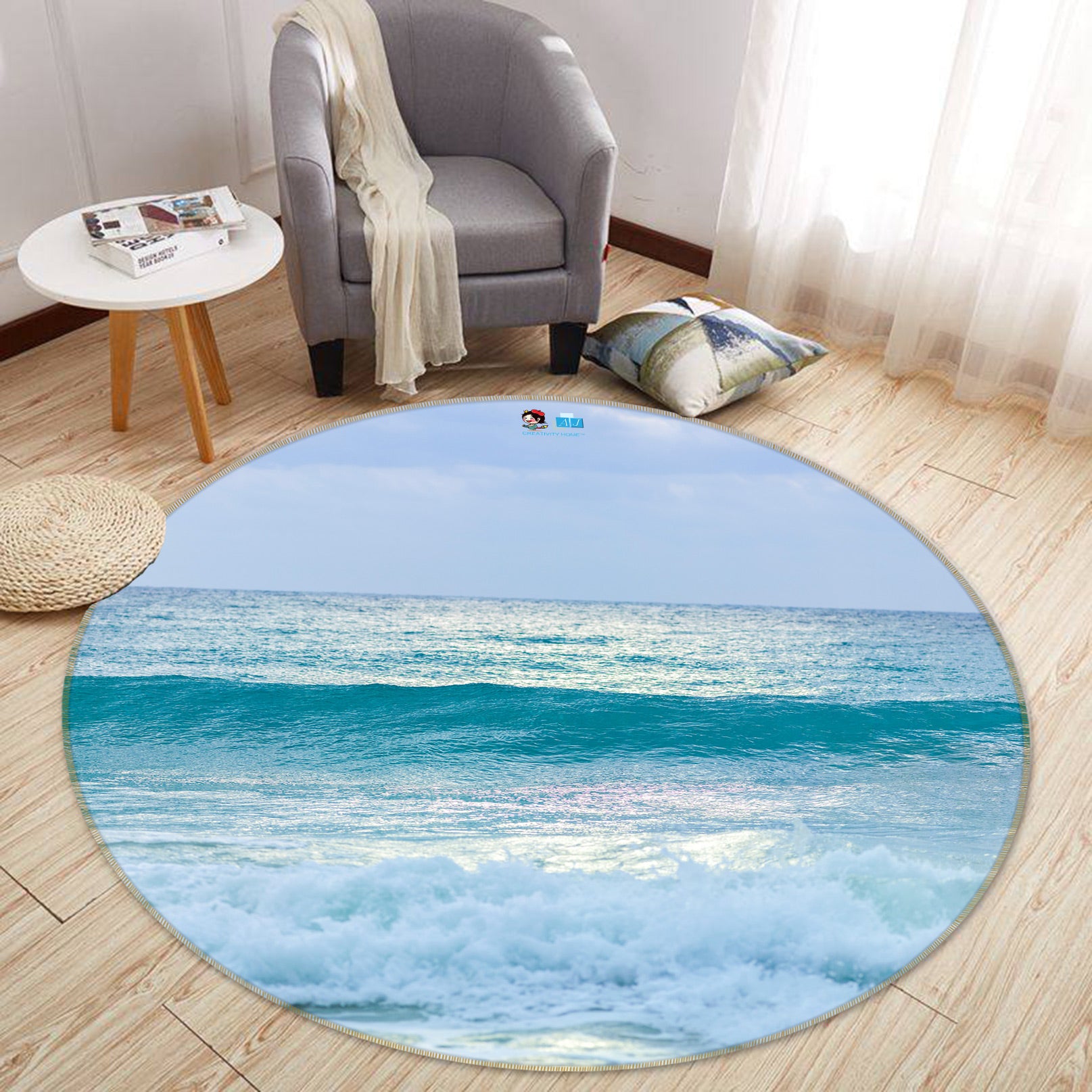 3D Sea Level 7539 Assaf Frank Rug Round Non Slip Rug Mat