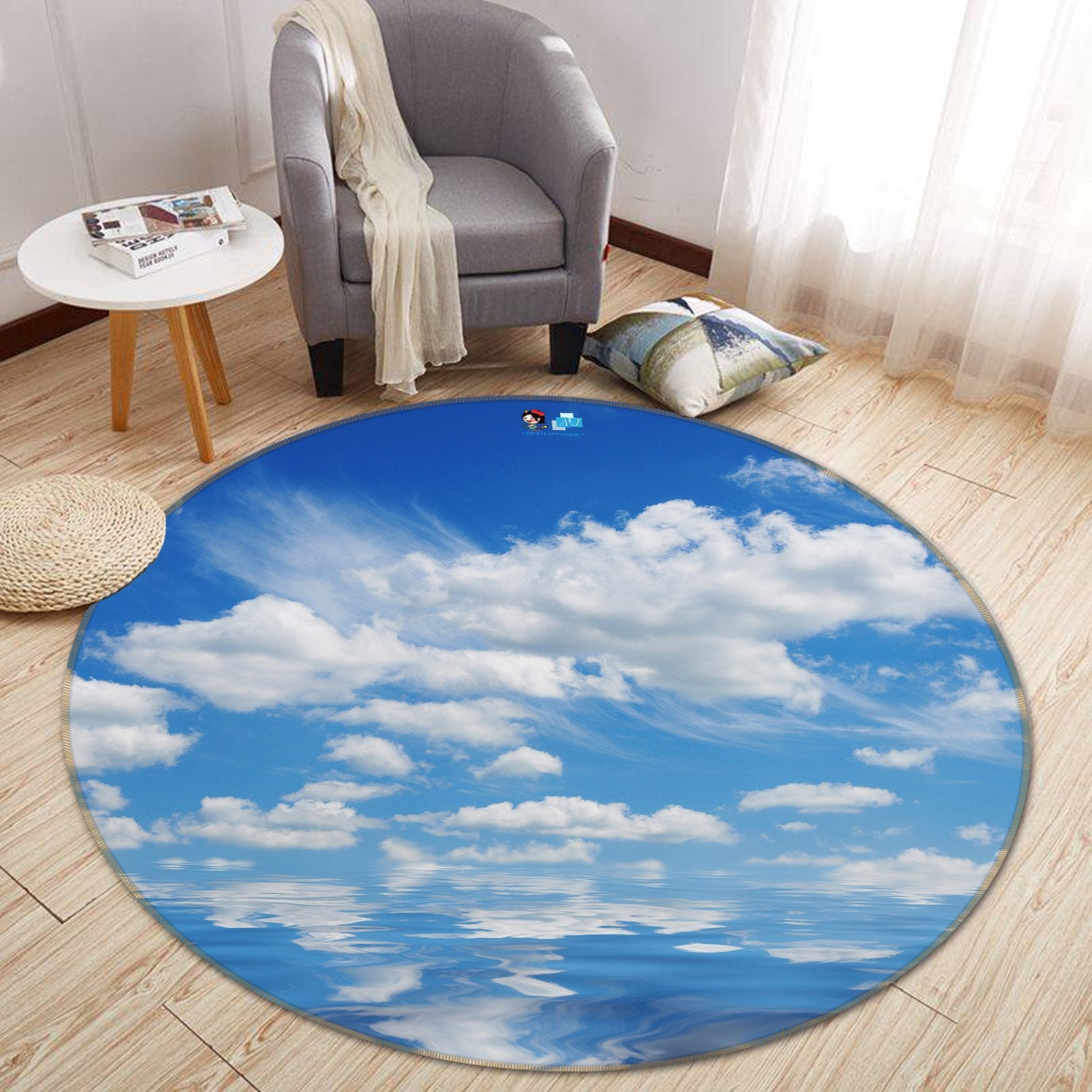 3D Sky White Clouds 085 Round Non Slip Rug Mat Mat AJ Creativity Home 