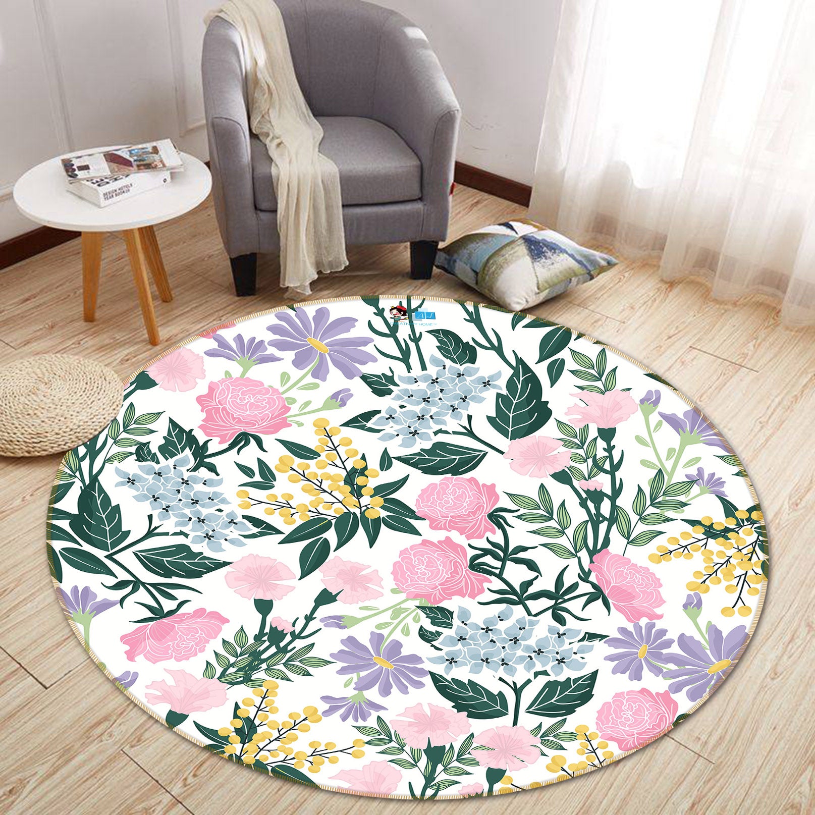 3D Colorful Flowers 10551 Kashmira Jayaprakash Rug Round Non Slip Rug Mat