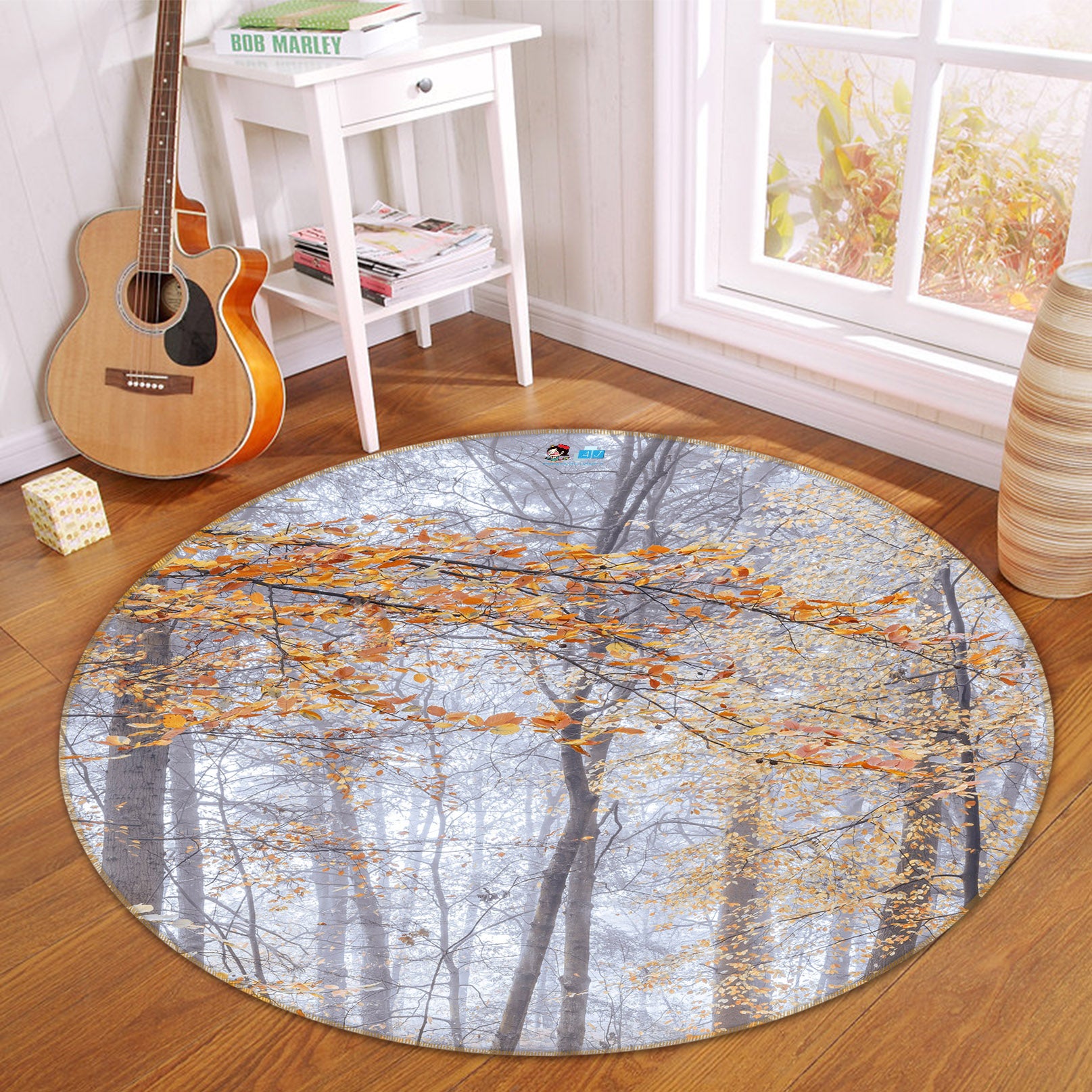 3D Autumn Branches 7354 Assaf Frank Rug Round Non Slip Rug Mat