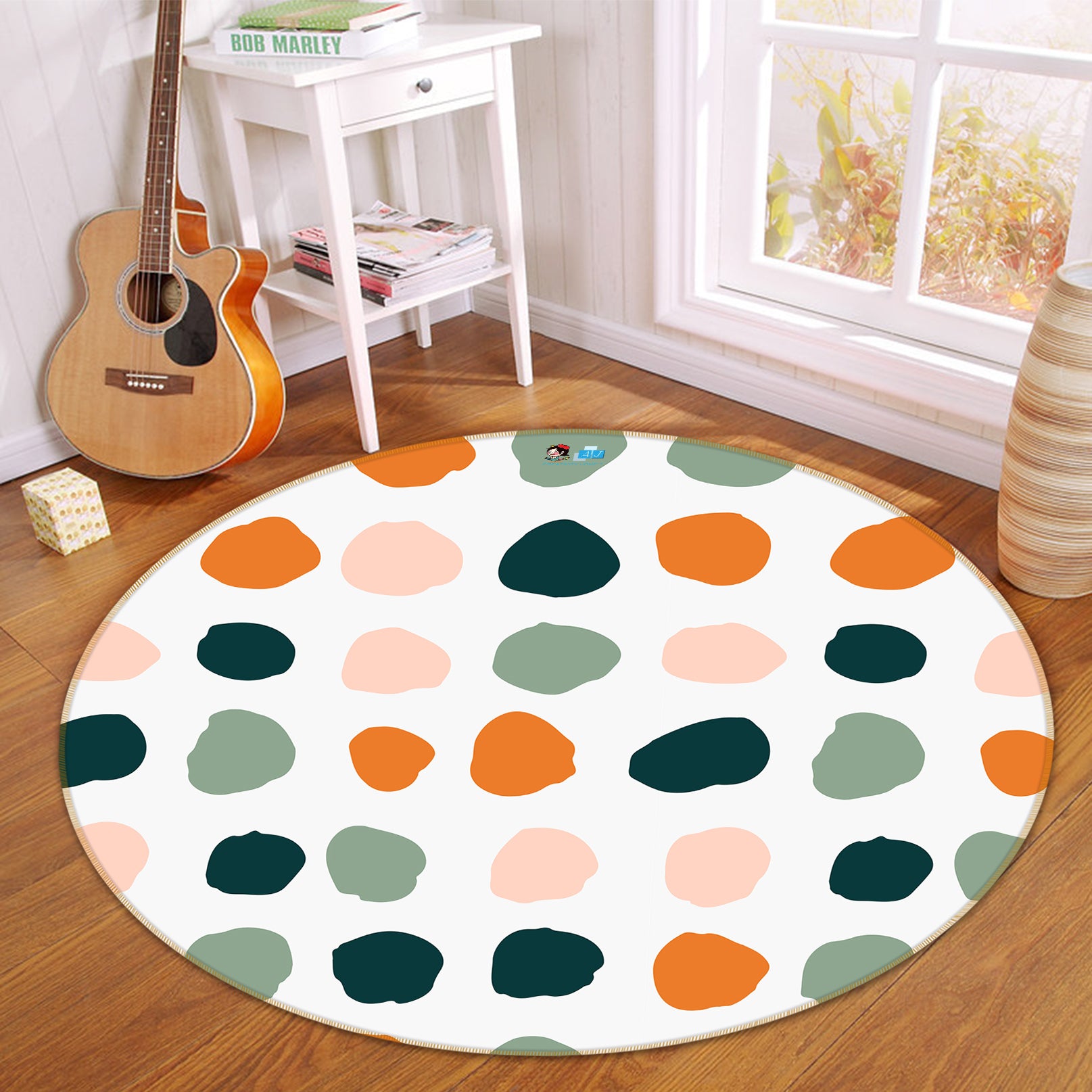 3D Colored Dots 10586 Kashmira Jayaprakash Rug Round Non Slip Rug Mat