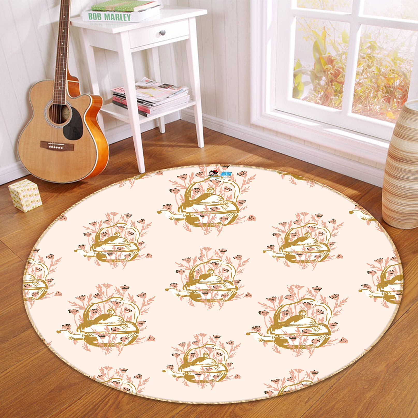 3D Flower Basket 454 Kashmira Jayaprakash Rug Round Non Slip Rug Mat