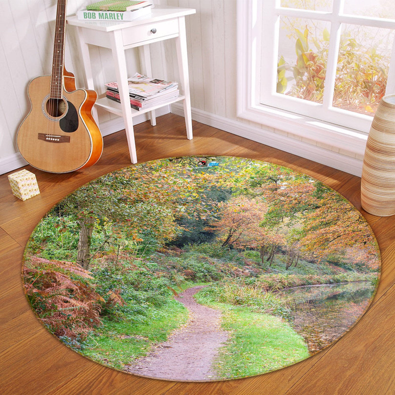 3D Tree Path 7362 Assaf Frank Rug Round Non Slip Rug Mat