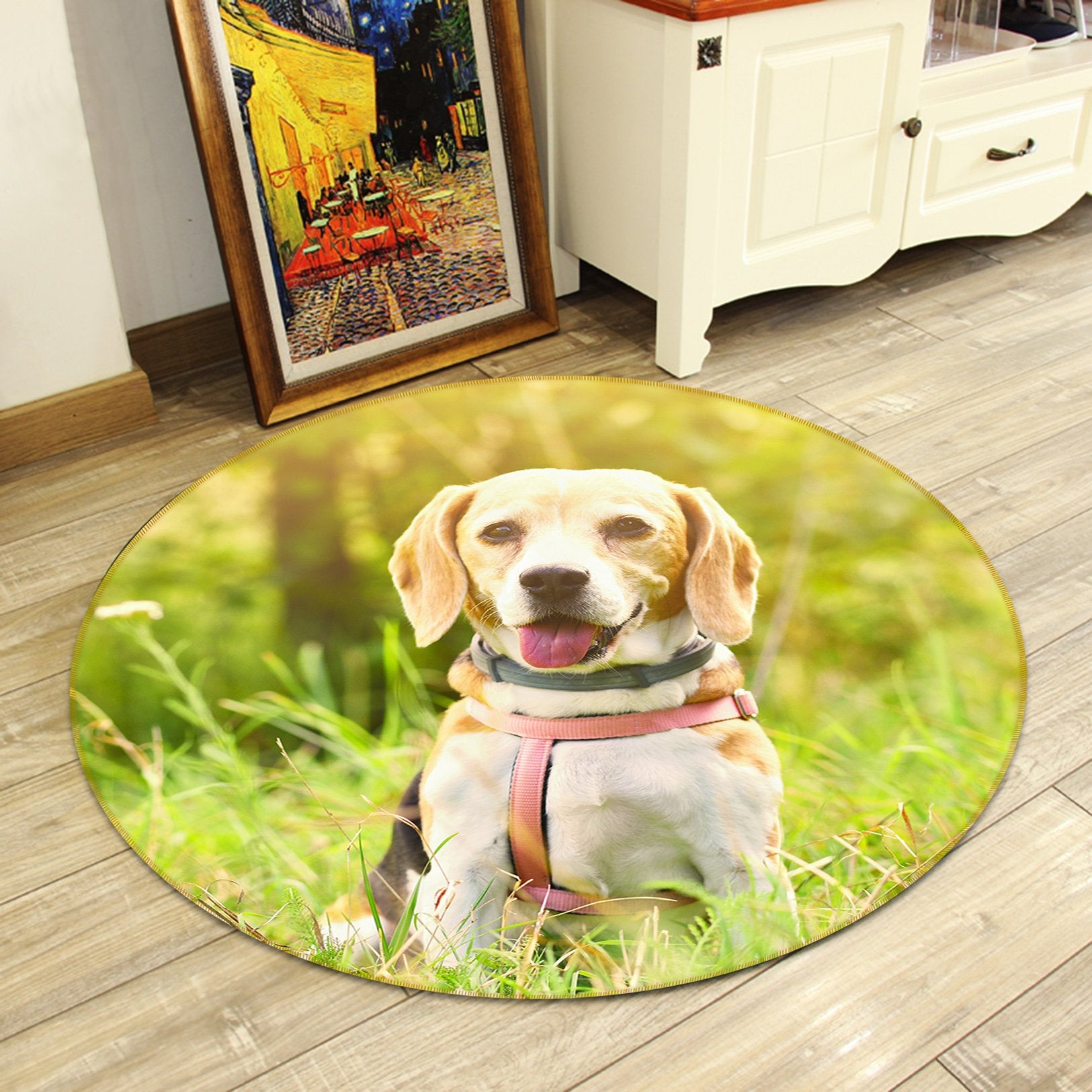 3D Sunshine Dog 051 Animal Round Non Slip Rug Mat Mat AJ Creativity Home 