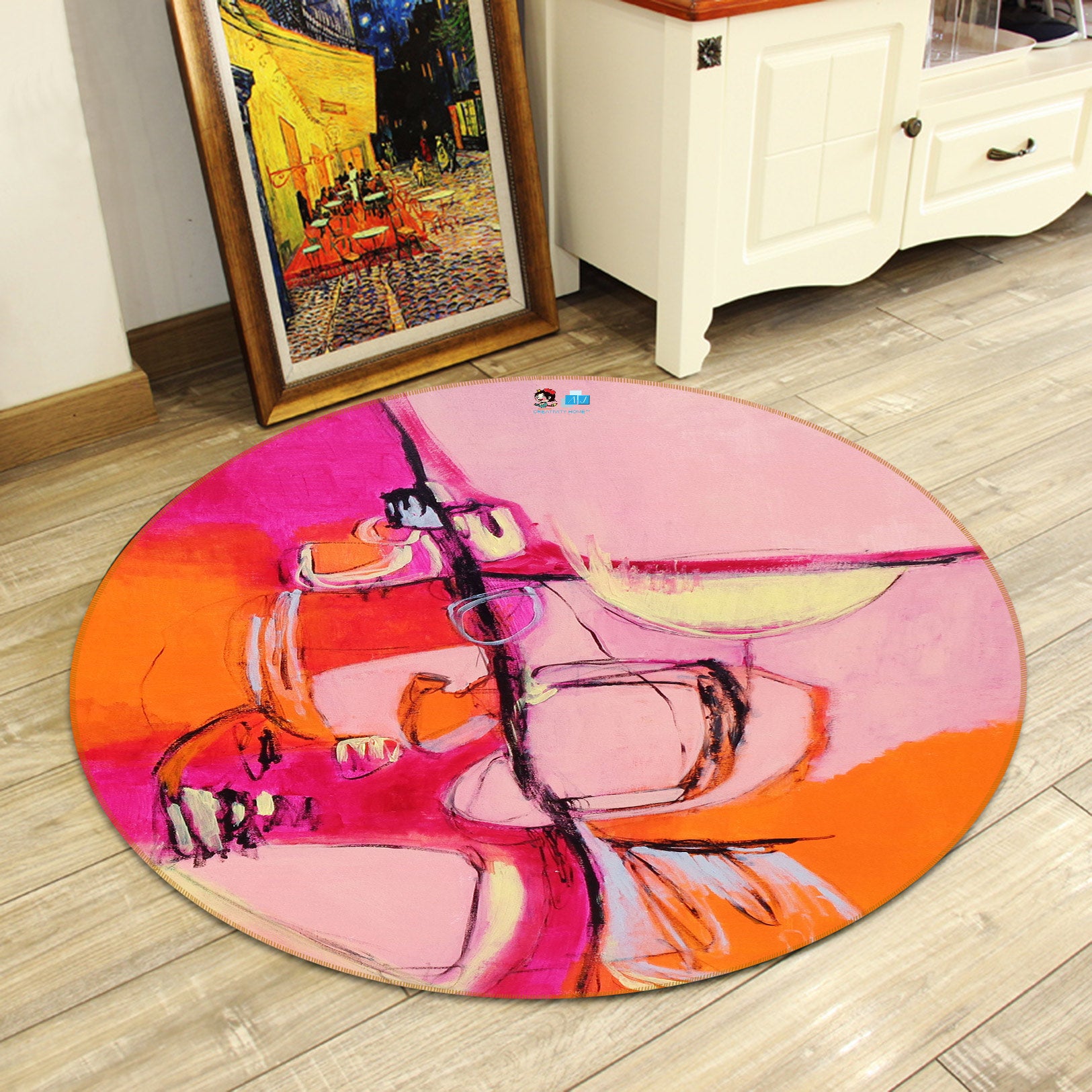 3D Pink Painting 1388 Misako Chida Rug Round Non Slip Rug Mat