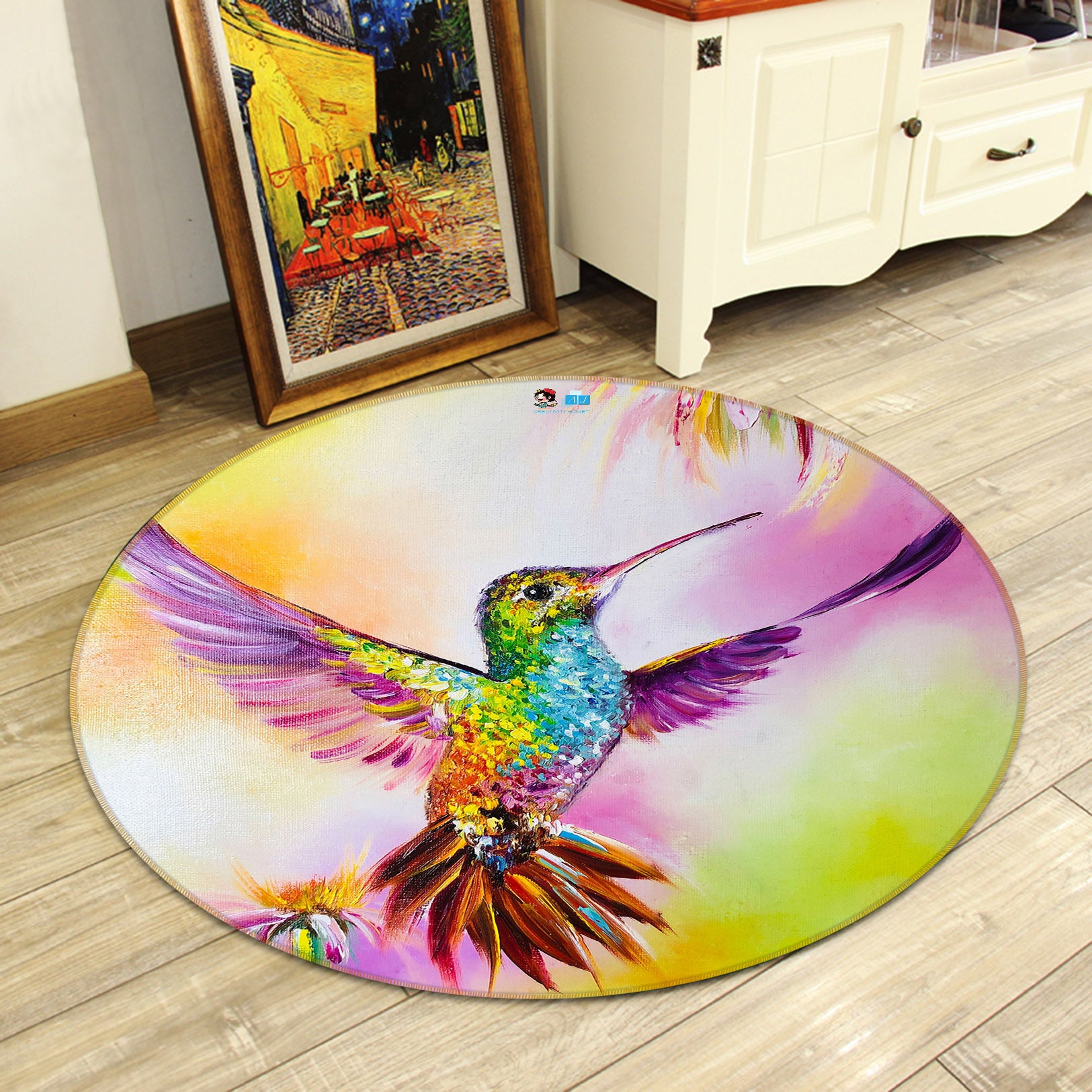 3D Colorful Hummingbird 851 Skromova Marina Rug Round Non Slip Rug Mat