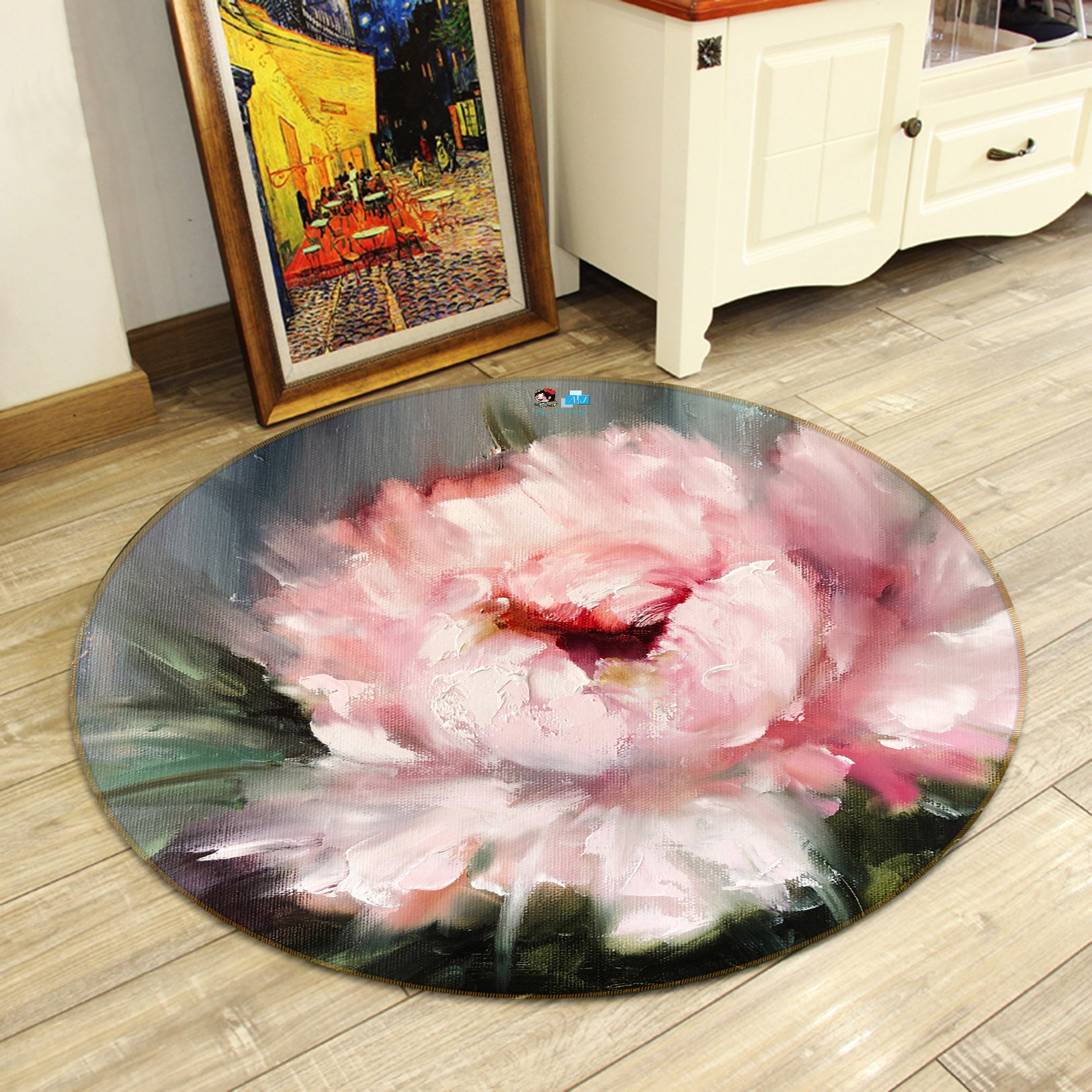 3D Pink Flower 898 Skromova Marina Rug Round Non Slip Rug Mat