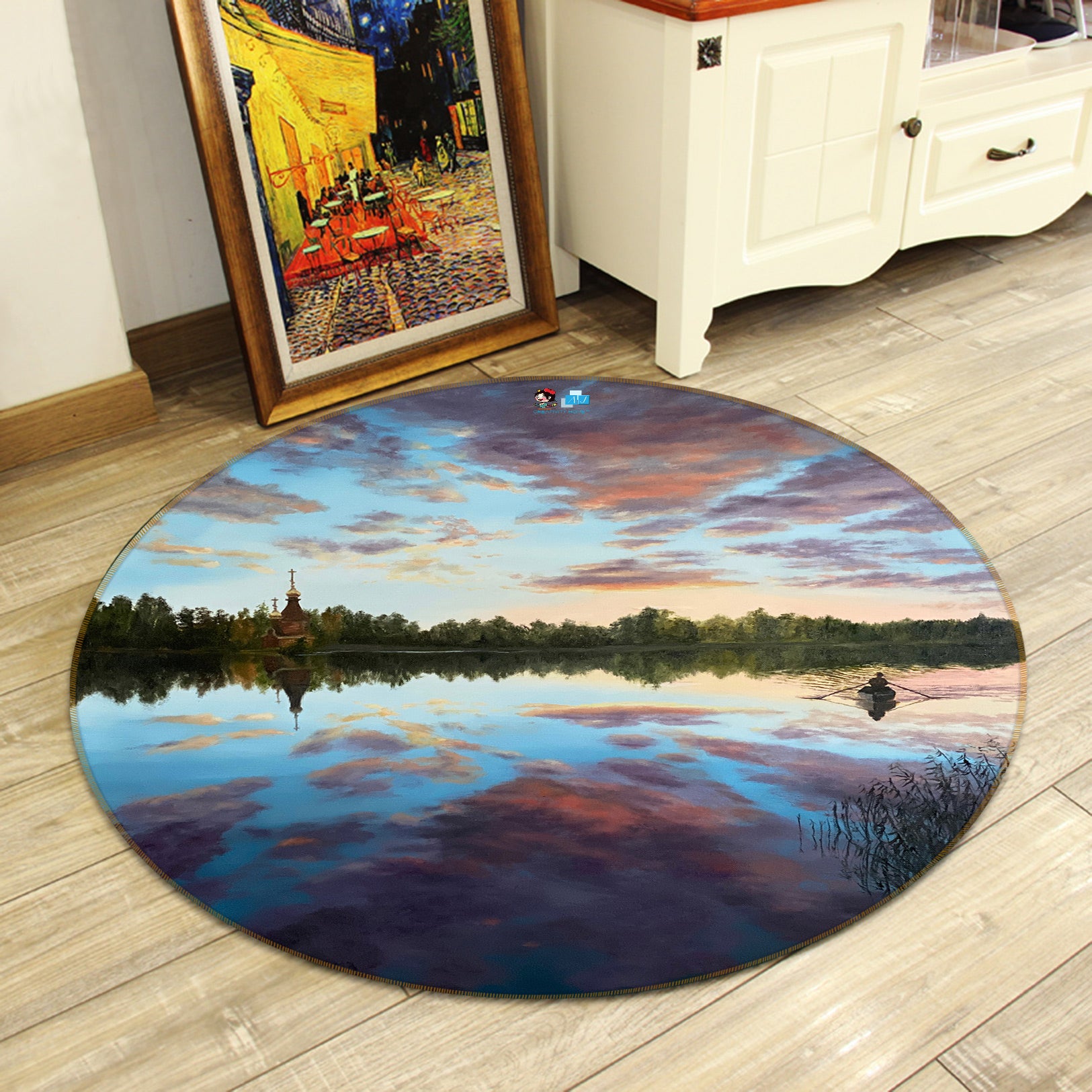 3D Sky Lake Shadow 9755 Marina Zotova Rug Round Non Slip Rug Mat