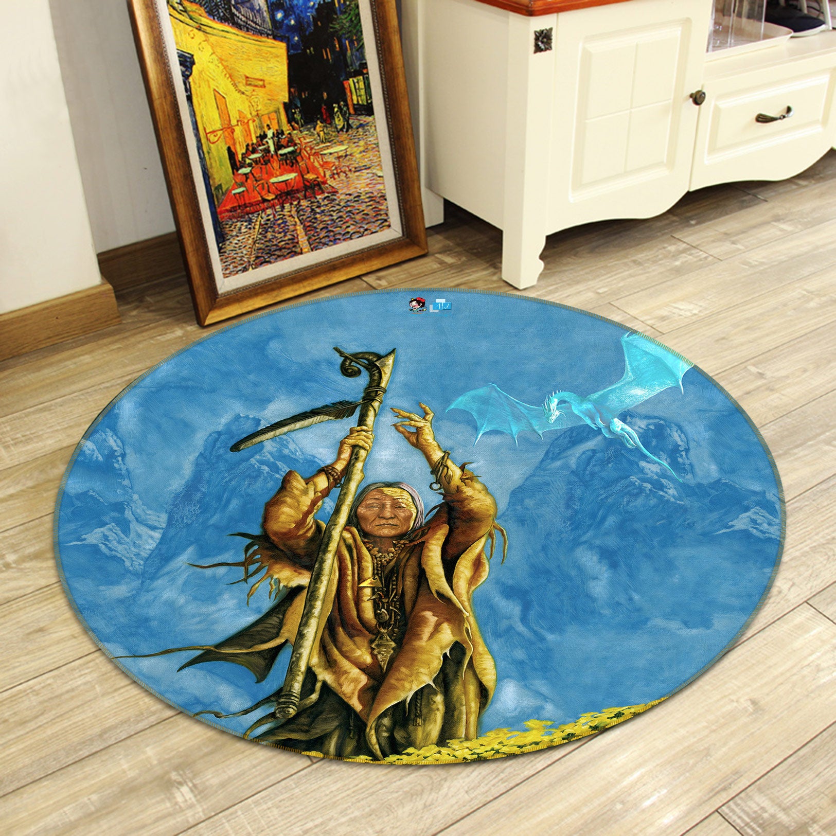 3D Scepter Elder 6113 Ciruelo Rug Round Non Slip Rug Mat