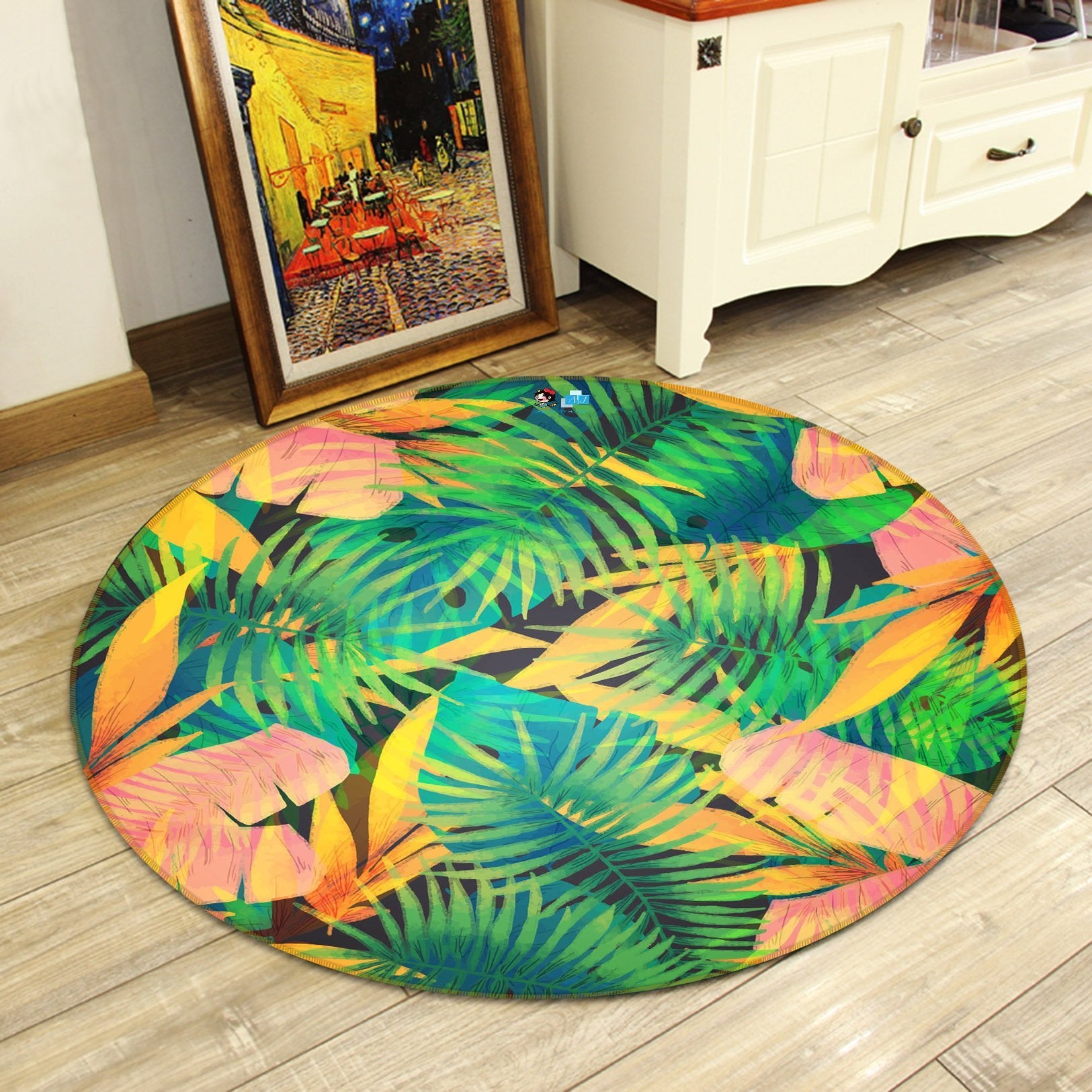 3D Big Red Leaf 222 Round Non Slip Rug Mat Mat AJ Creativity Home 