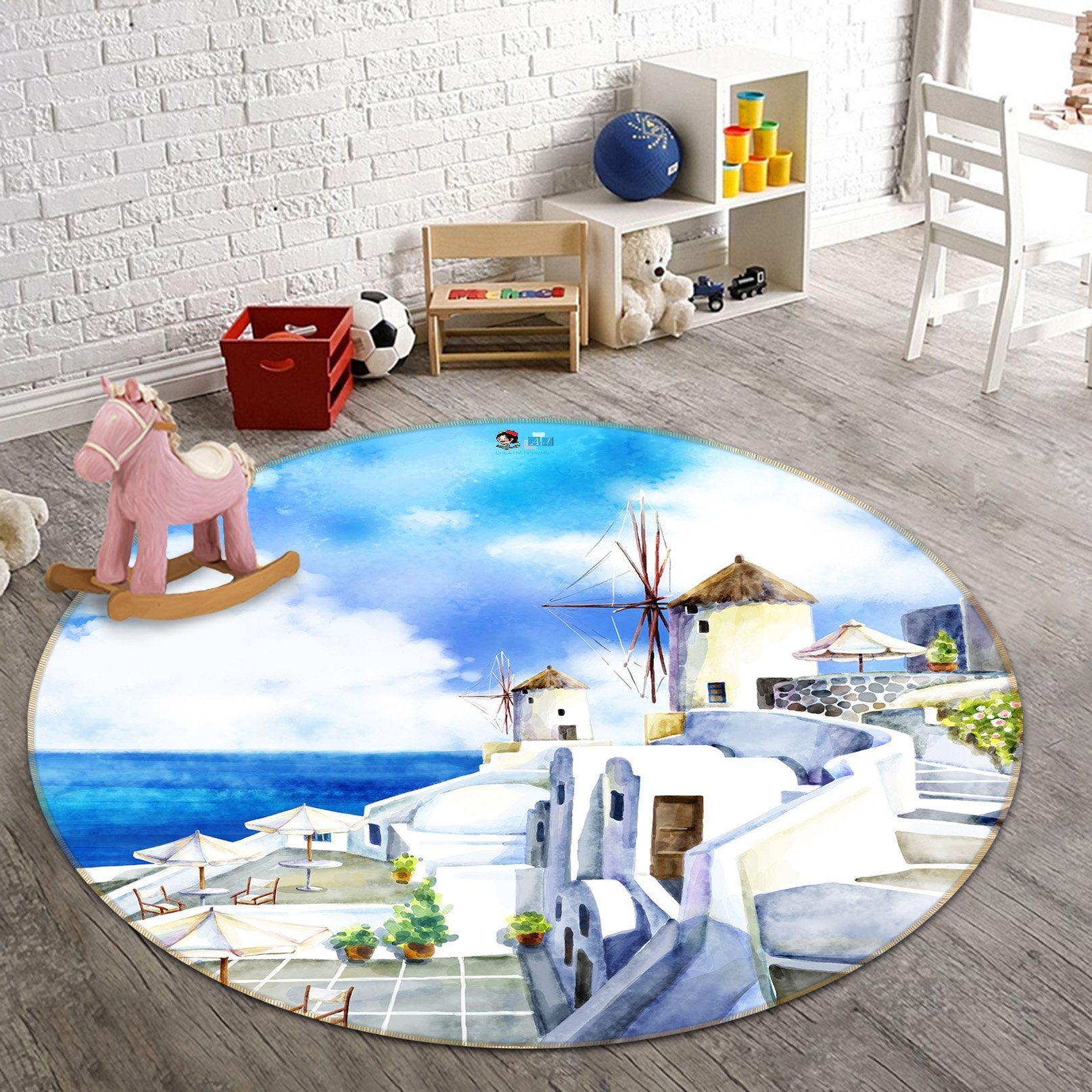 3D Painting Aegean Sea 074 Round Non Slip Rug Mat Mat AJ Creativity Home 