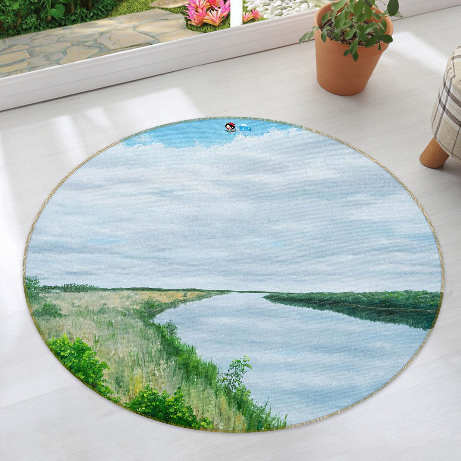 3D River Meadow 18154 Marina Zotova Rug Round Non Slip Rug Mat