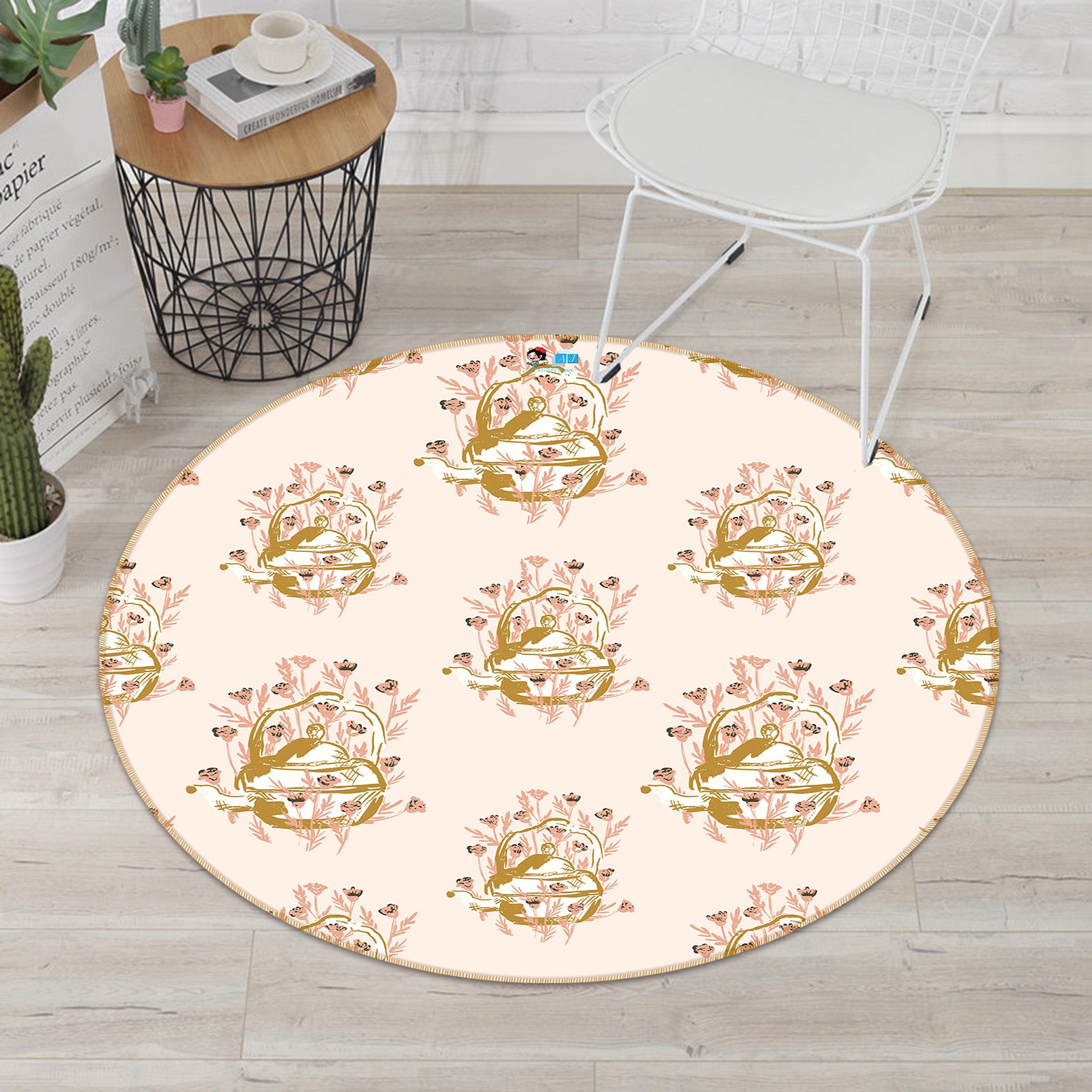 3D Flower Basket 454 Kashmira Jayaprakash Rug Round Non Slip Rug Mat