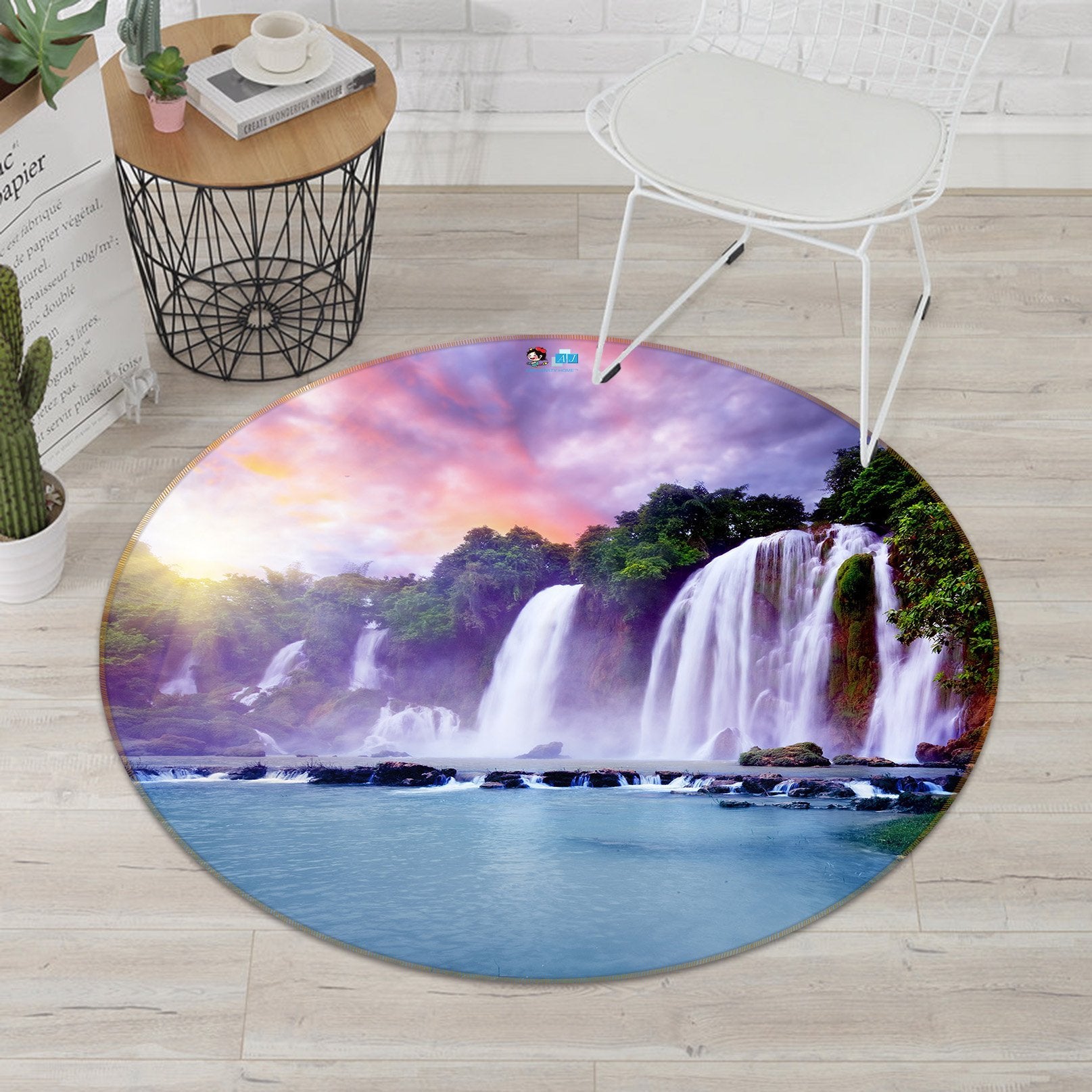 3D Powder Waterfall 345 Round Non Slip Rug Mat Mat AJ Creativity Home 