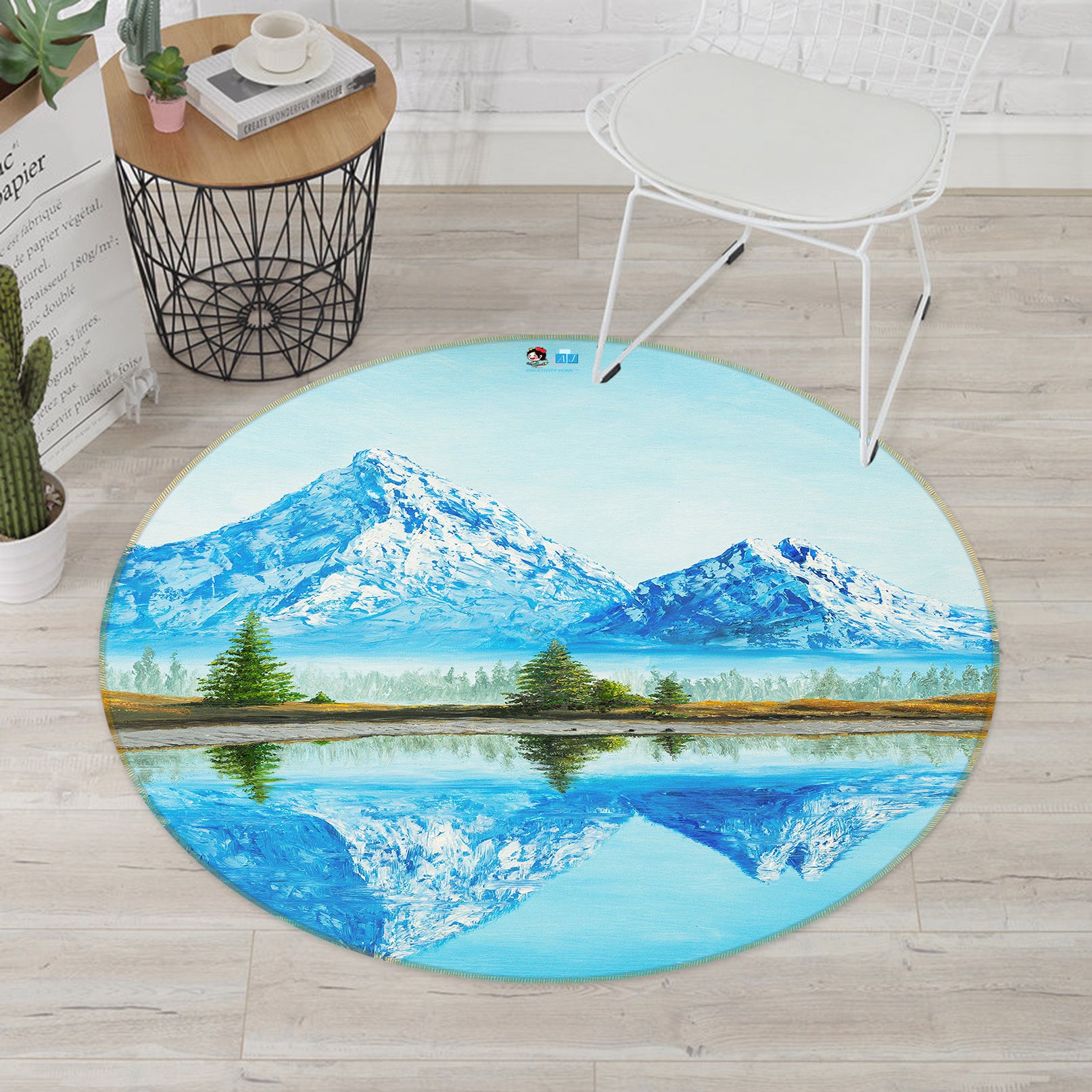 3D Snow Mountain Lake 18146 Marina Zotova Rug Round Non Slip Rug Mat