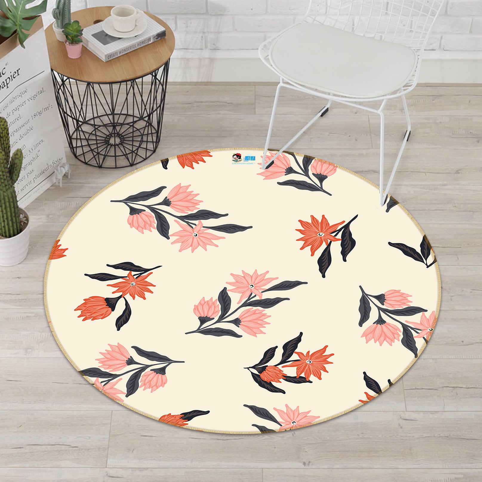 3D Pink Red Flowers 10526 Kashmira Jayaprakash Rug Round Non Slip Rug Mat