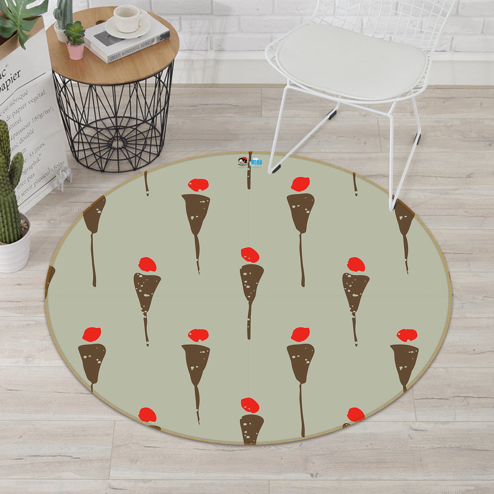 3D Red Dot Pattern 10501 Kashmira Jayaprakash Rug Round Non Slip Rug Mat