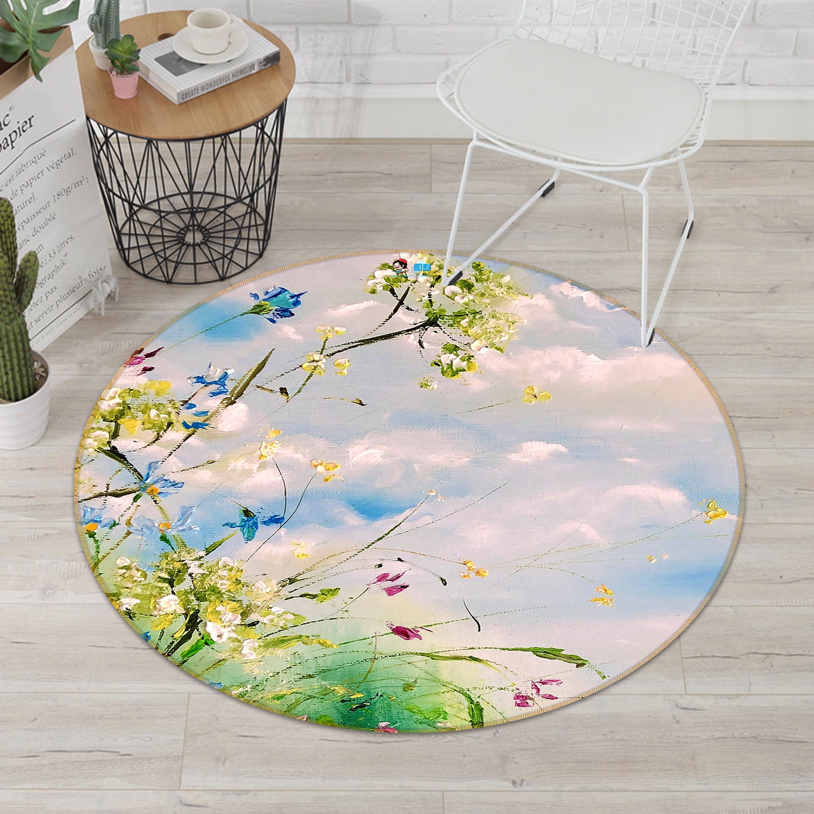 3D Cloud Garden 857 Skromova Marina Rug Round Non Slip Rug Mat