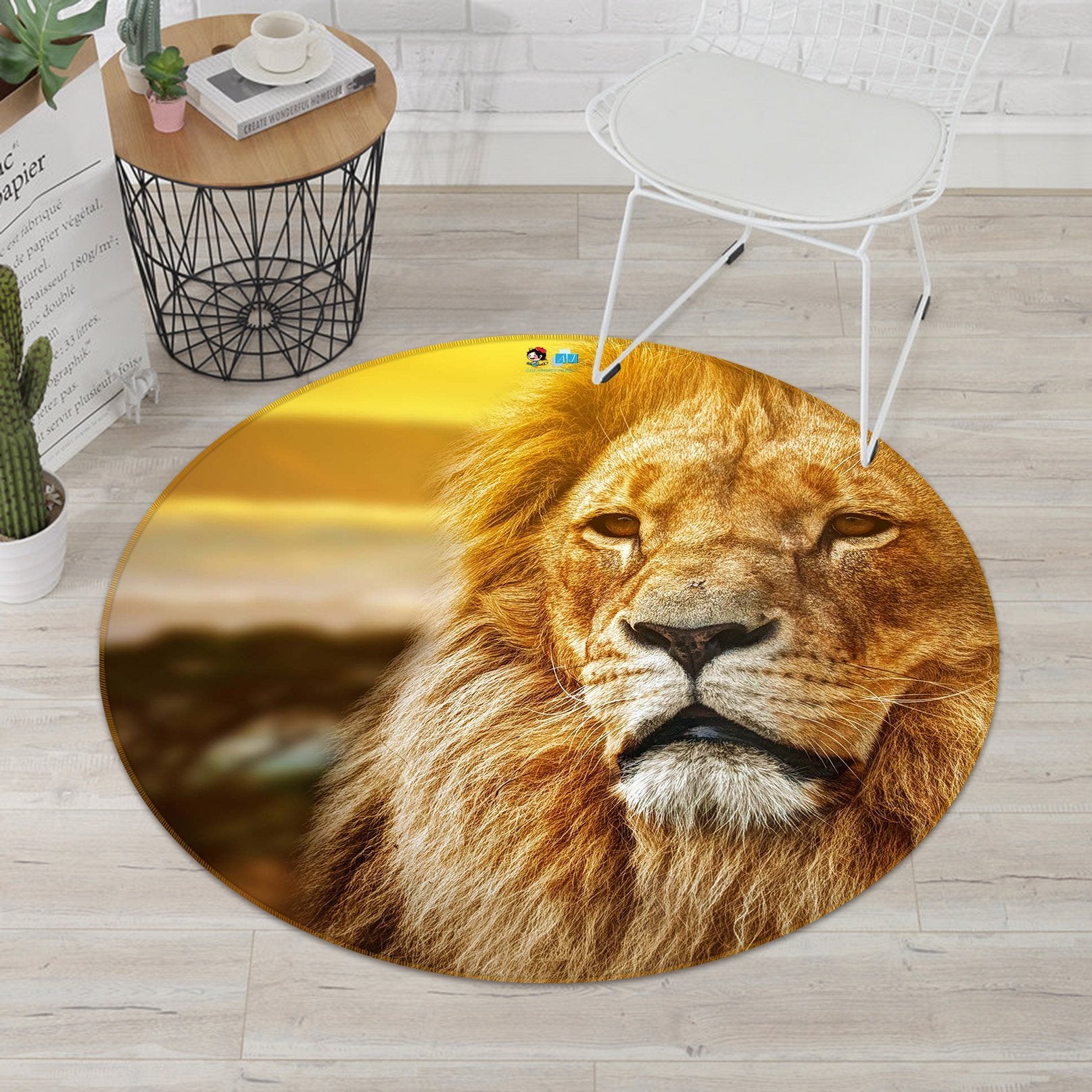 3D Lion Head 013 Round Non Slip Rug Mat Mat AJ Creativity Home 