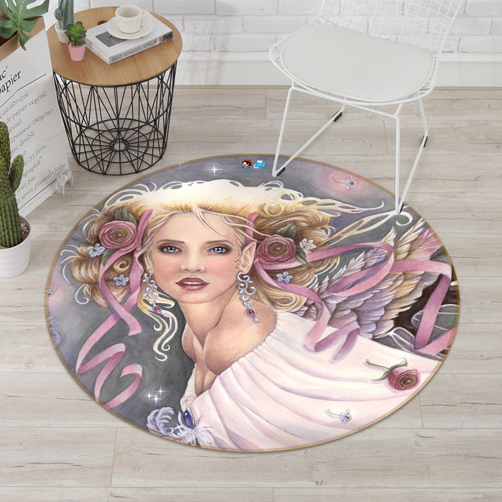 3D Angel Goddess 8872 Brigid Ashwood Rug Round Non Slip Rug Mat