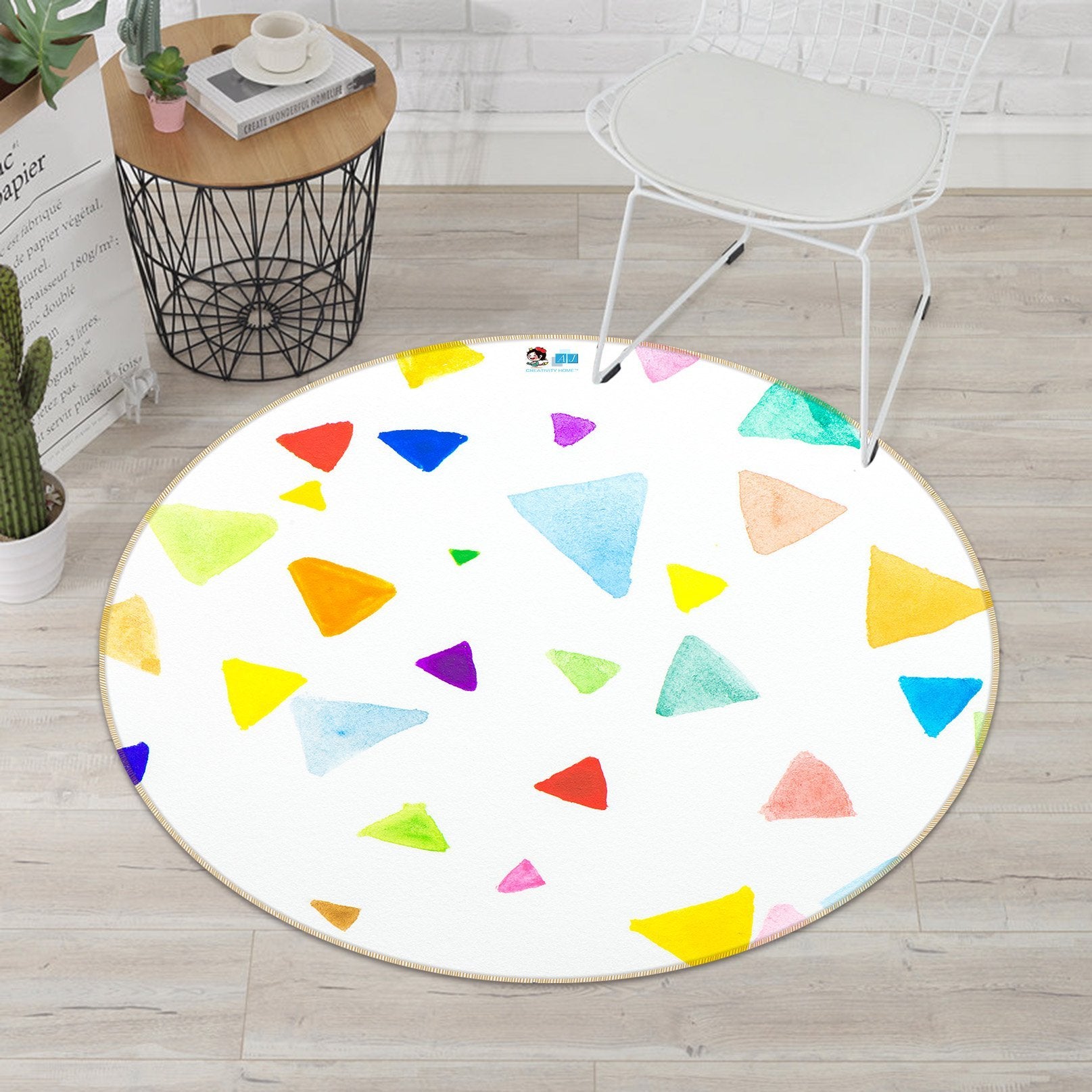 3D Colored Triangle 095 Round Non Slip Rug Mat Mat AJ Creativity Home 