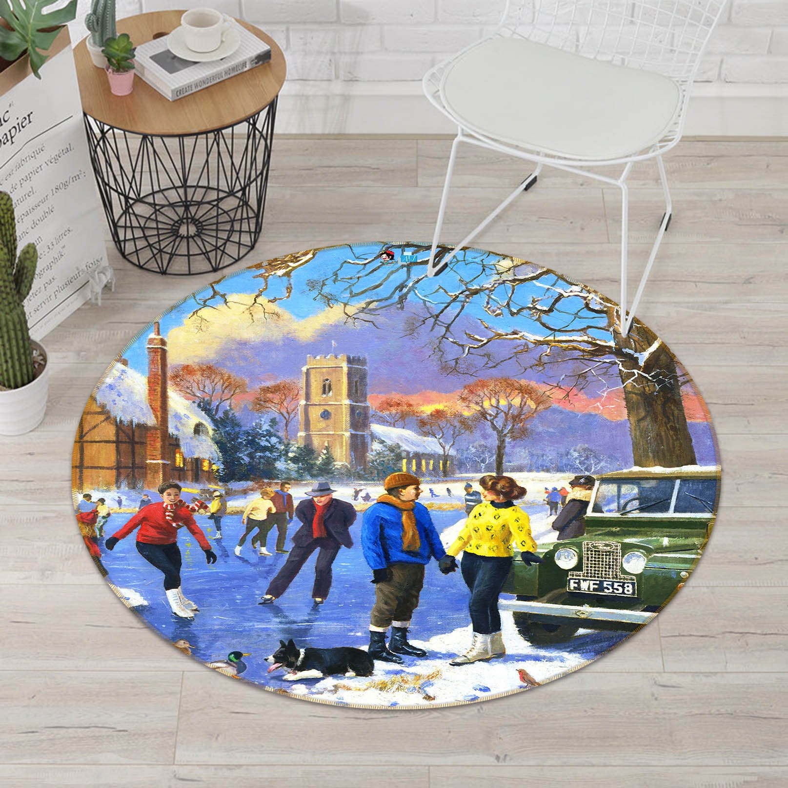 3D Ice Skating 046 Kevin Walsh Rug Round Non Slip Rug Mat