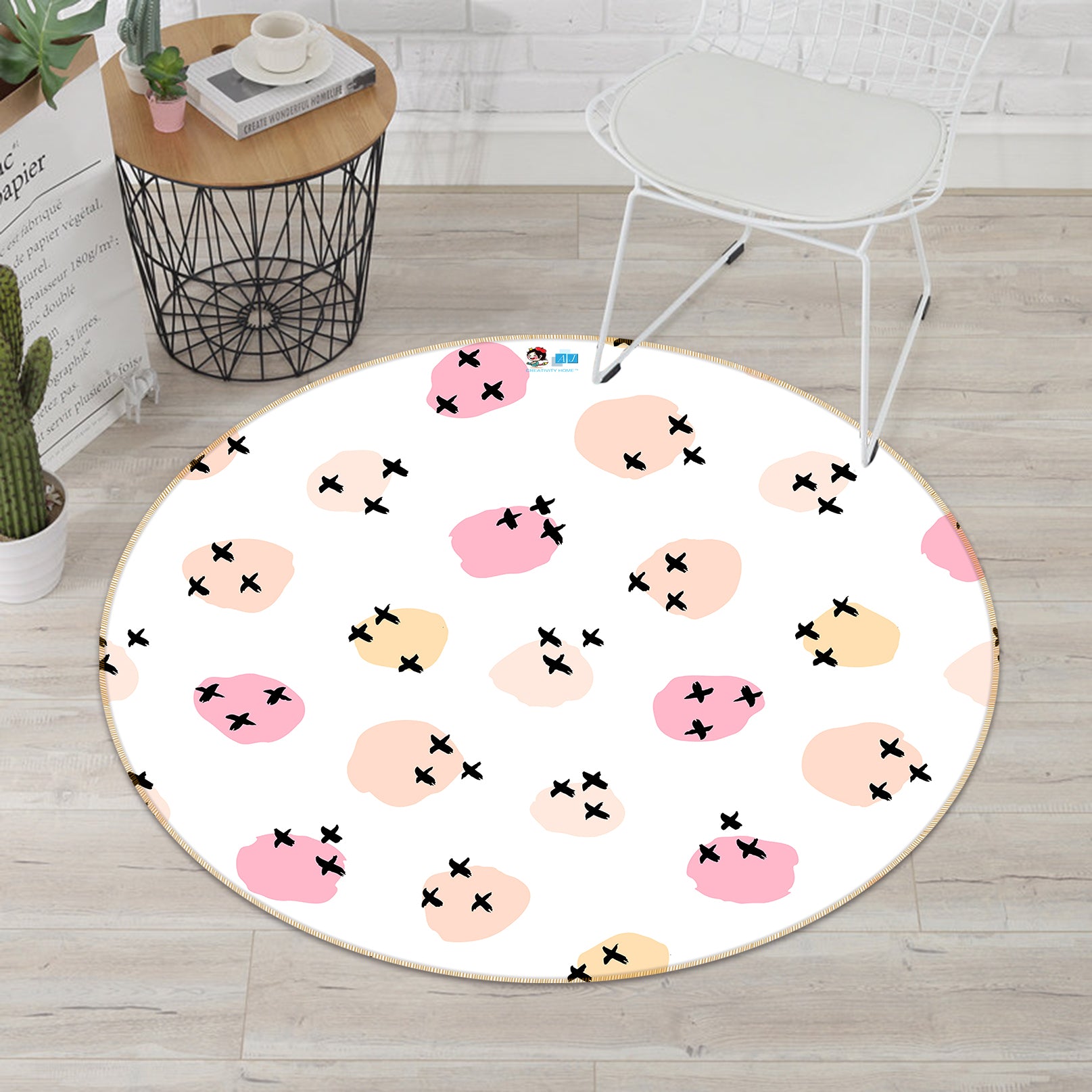 3D Pink Dot Pattern 10596 Kashmira Jayaprakash Rug Round Non Slip Rug Mat