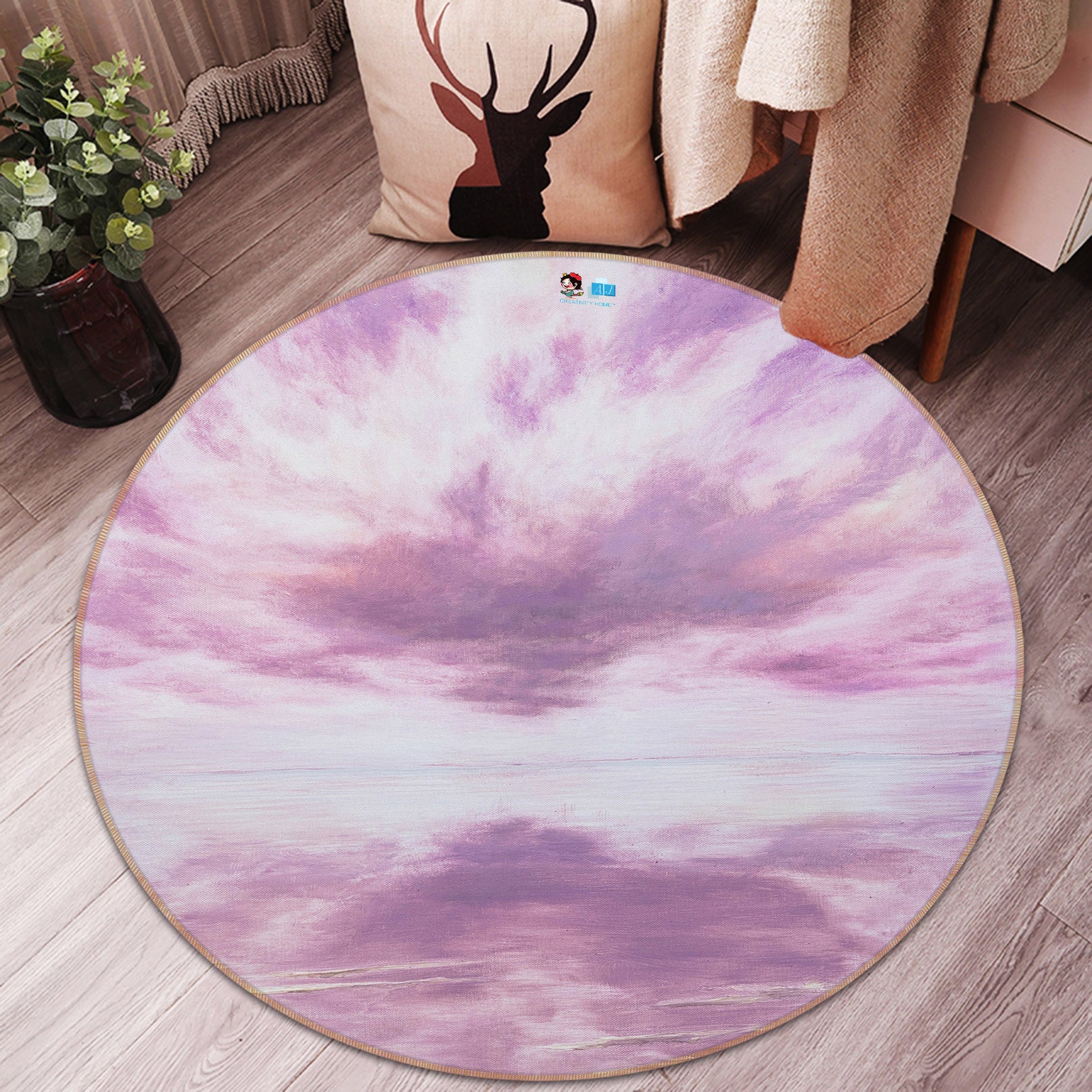 3D Pink Sky 18153 Marina Zotova Rug Round Non Slip Rug Mat