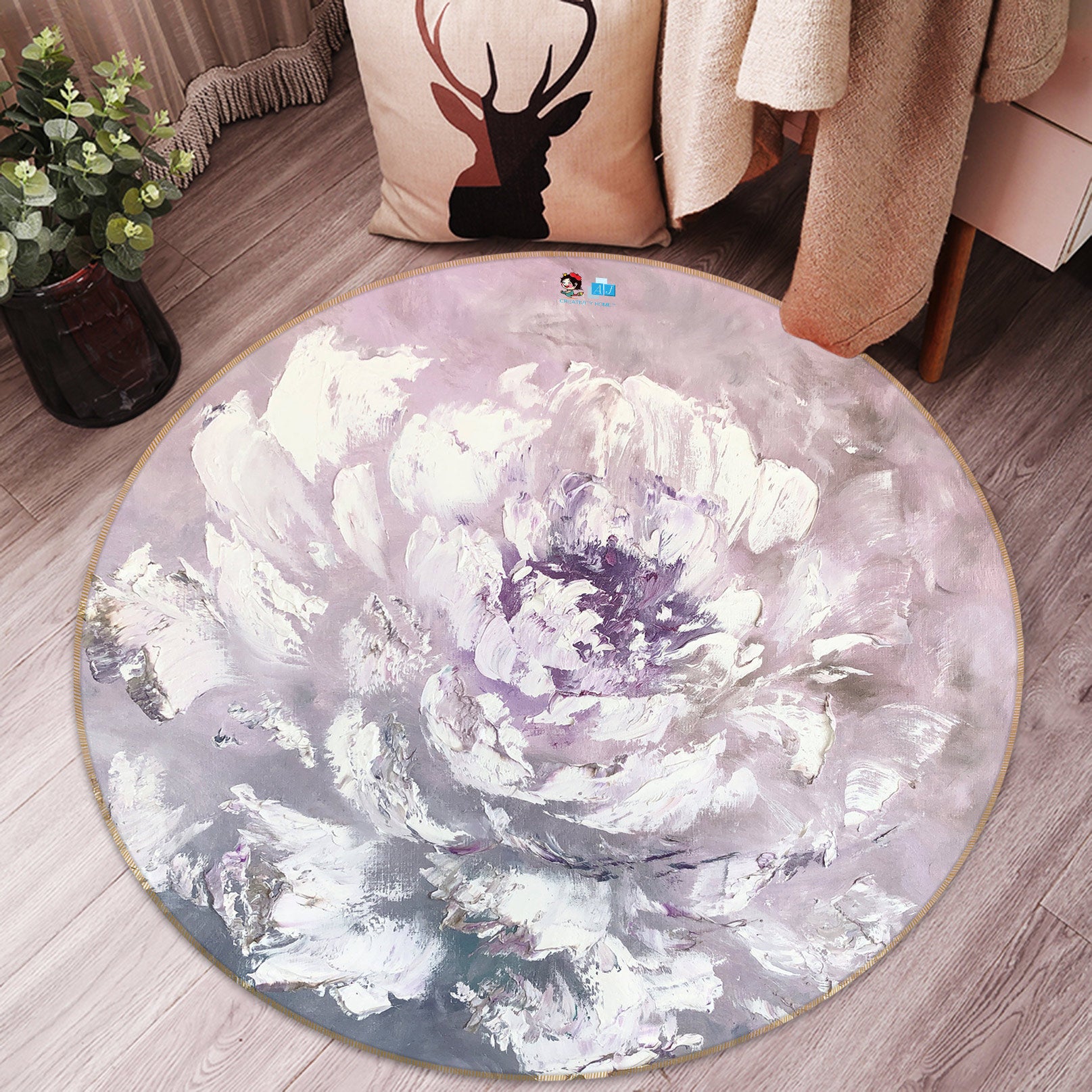 3D Watercolor Flowers 758 Skromova Marina Rug Round Non Slip Rug Mat