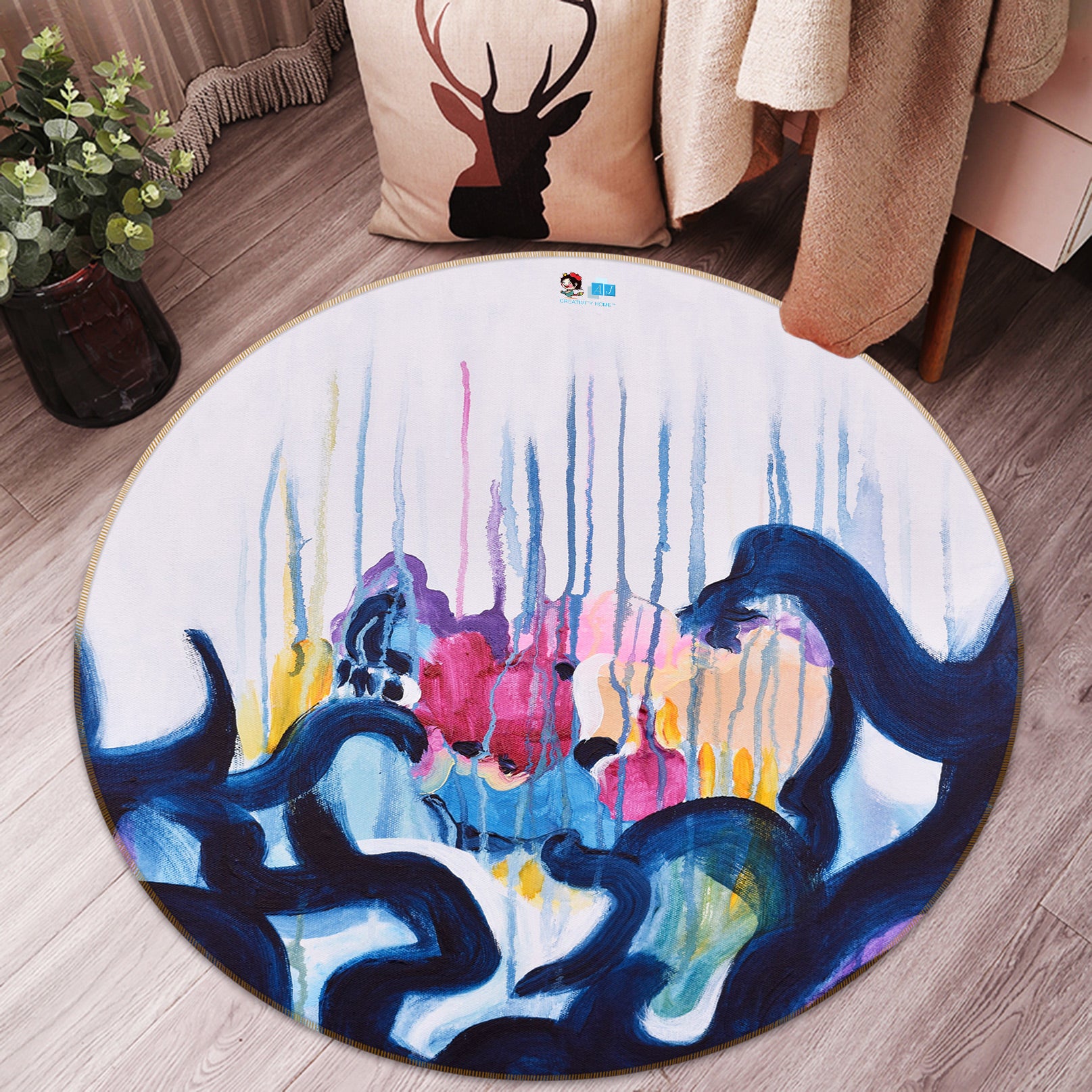 3D Abstract Painting 1320 Misako Chida Rug Round Non Slip Rug Mat