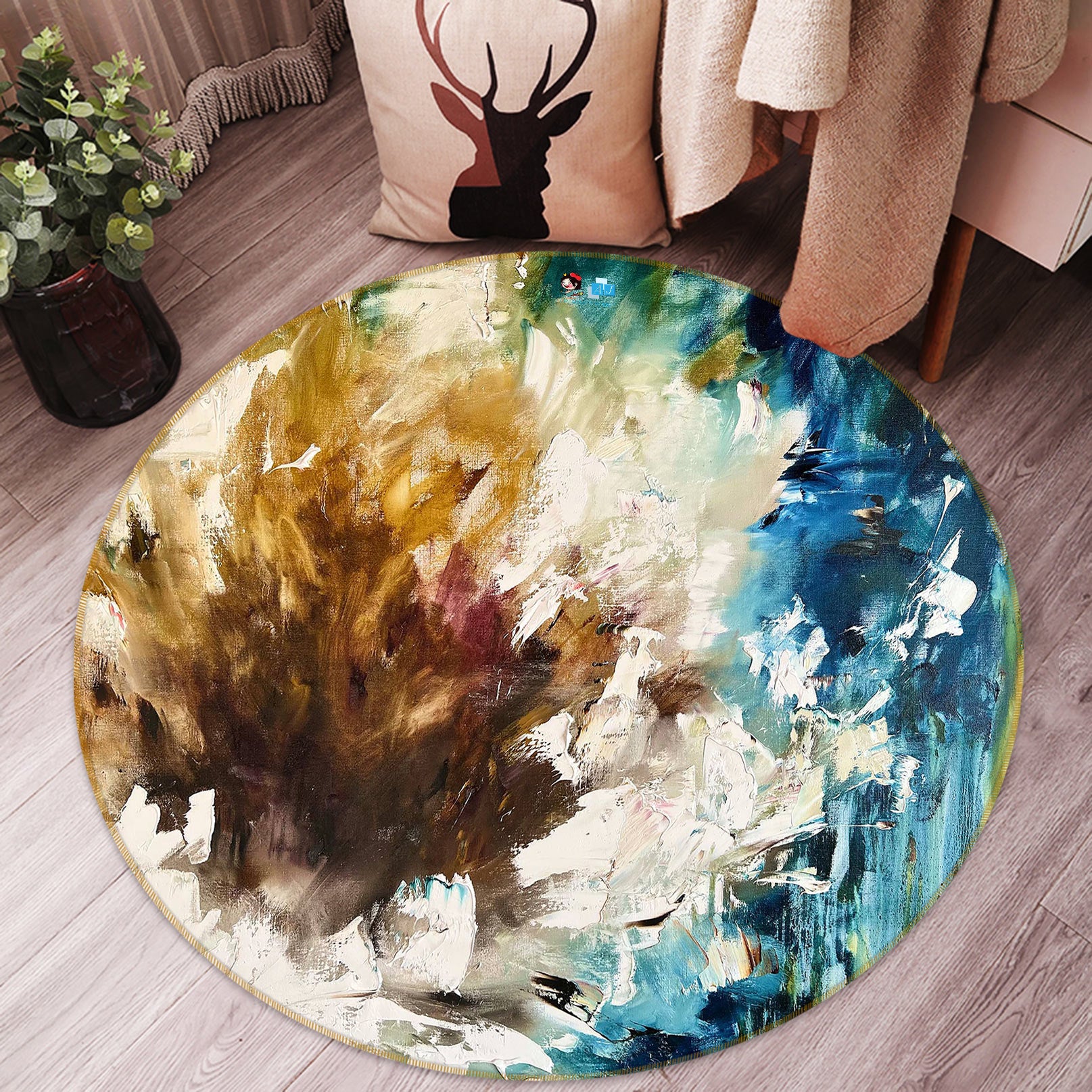 3D Painted Art 786 Skromova Marina Rug Round Non Slip Rug Mat