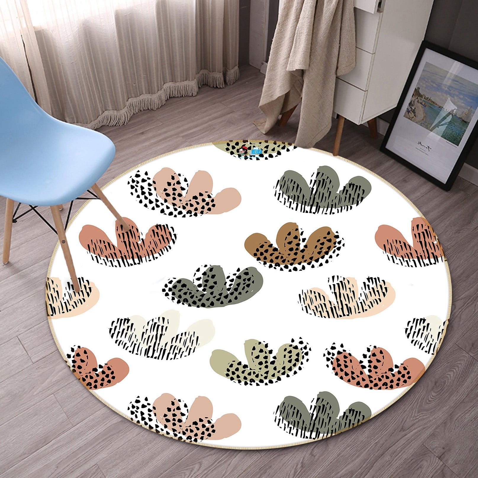 3D Three Pattern Dots 10519 Kashmira Jayaprakash Rug Round Non Slip Rug Mat