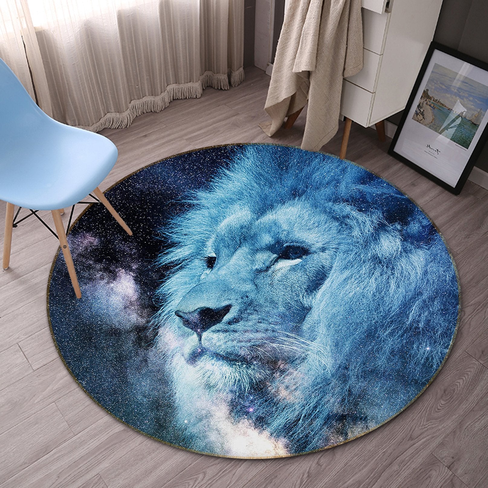 3D Quiet Lion 075 Animal Round Non Slip Rug Mat Mat AJ Creativity Home 