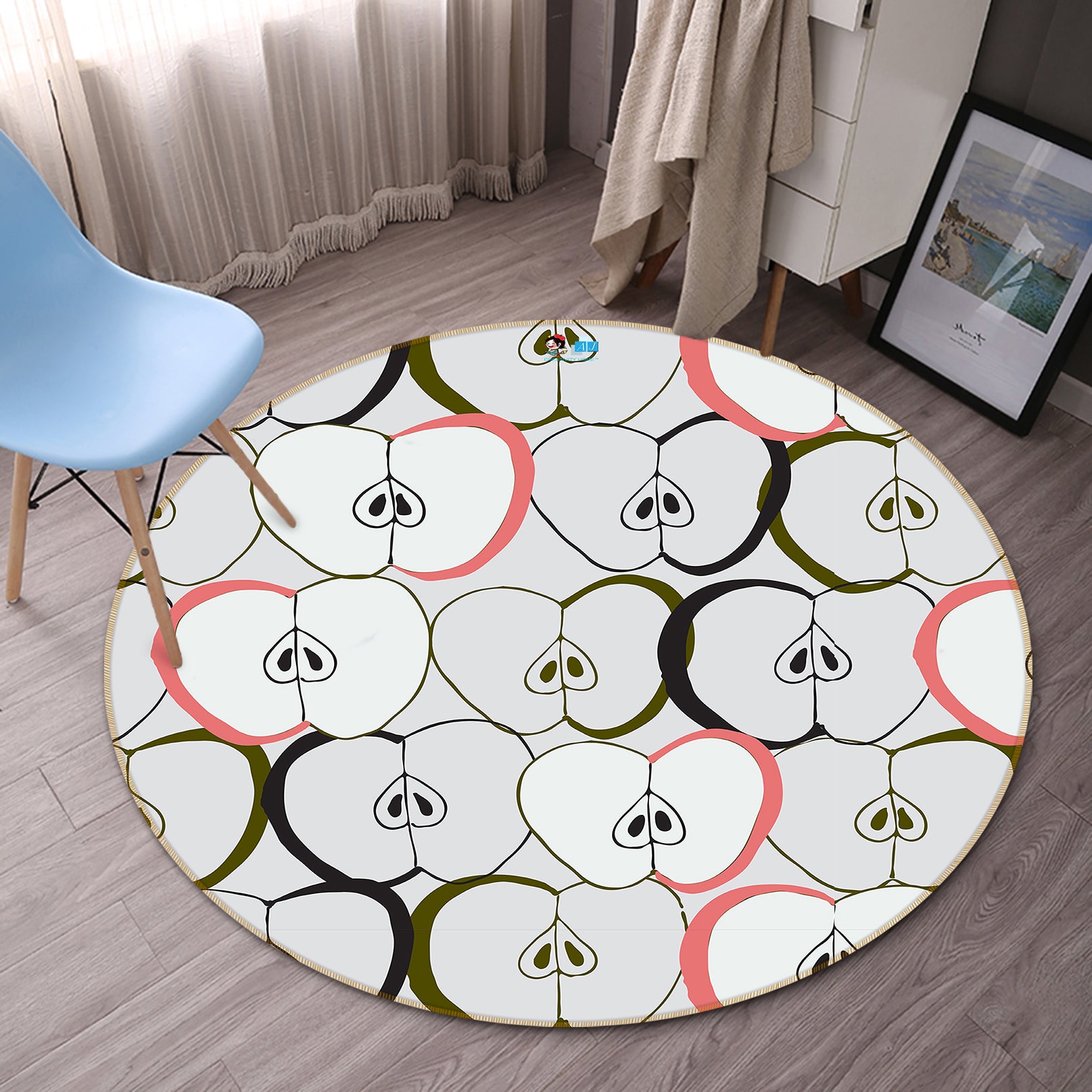 3D Apple Pattern 10580 Kashmira Jayaprakash Rug Round Non Slip Rug Mat