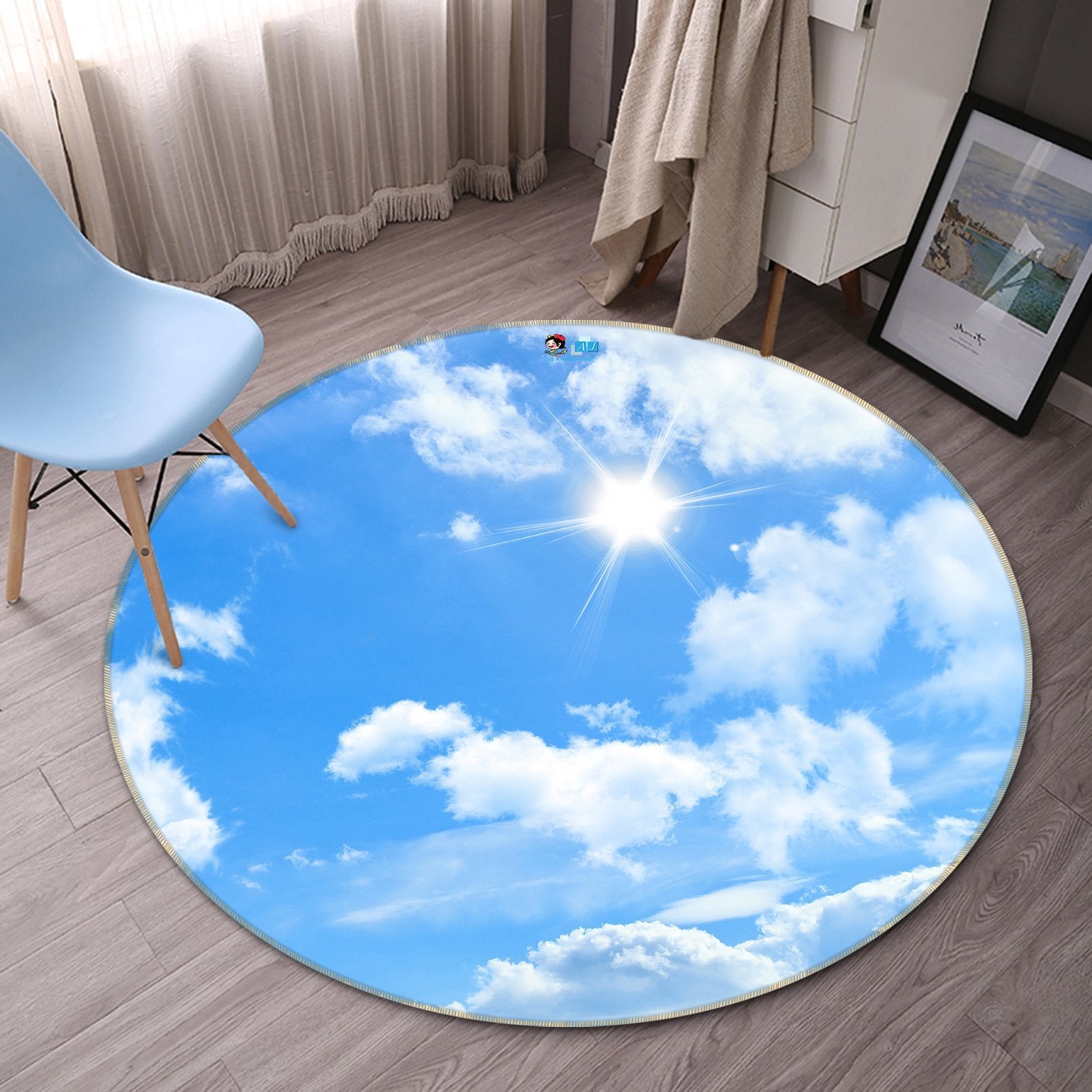 3D Sunlight White Clouds 084 Round Non Slip Rug Mat Mat AJ Creativity Home 