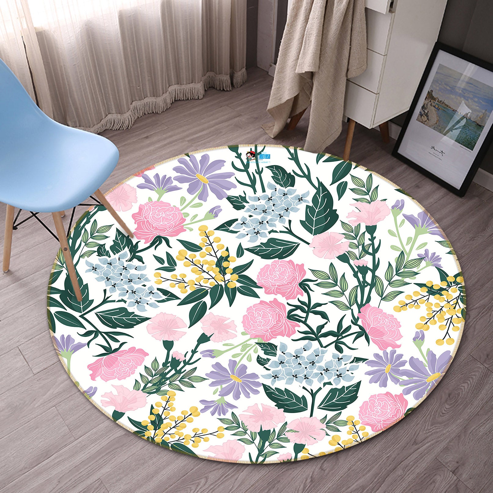 3D Colorful Flowers 10551 Kashmira Jayaprakash Rug Round Non Slip Rug Mat